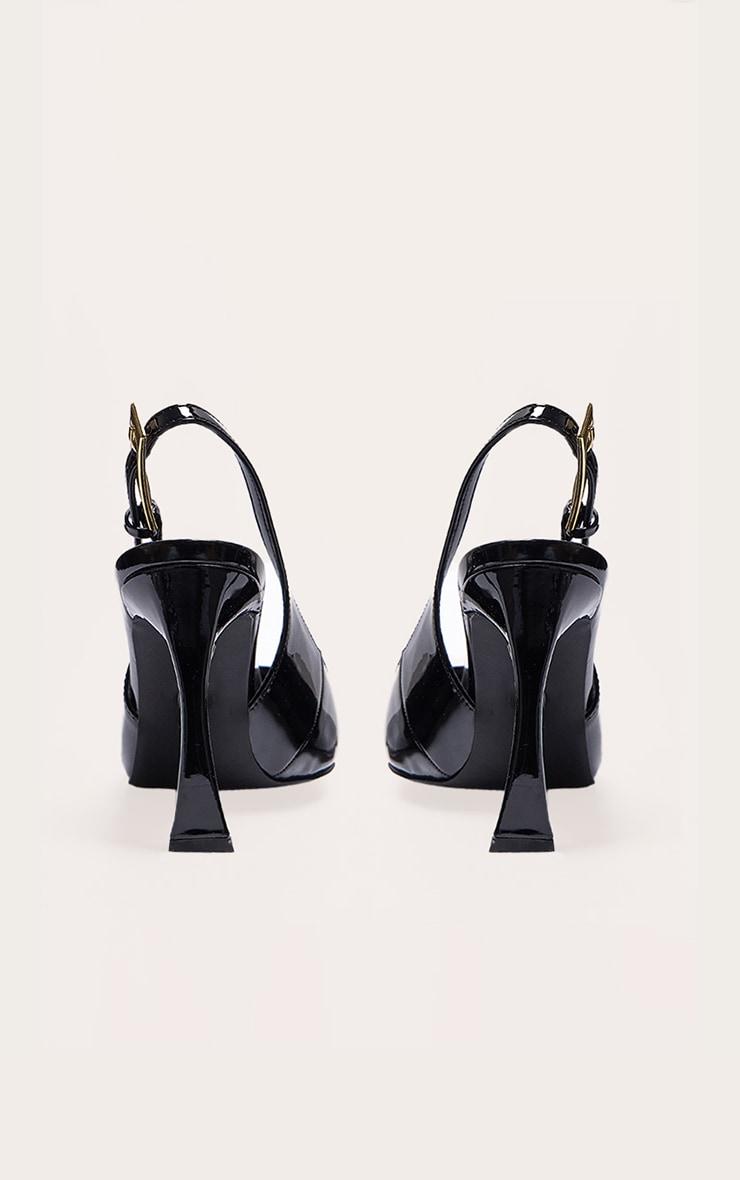 Black Patent PU Gold Buckle High Stiletto Court Heels Product Image