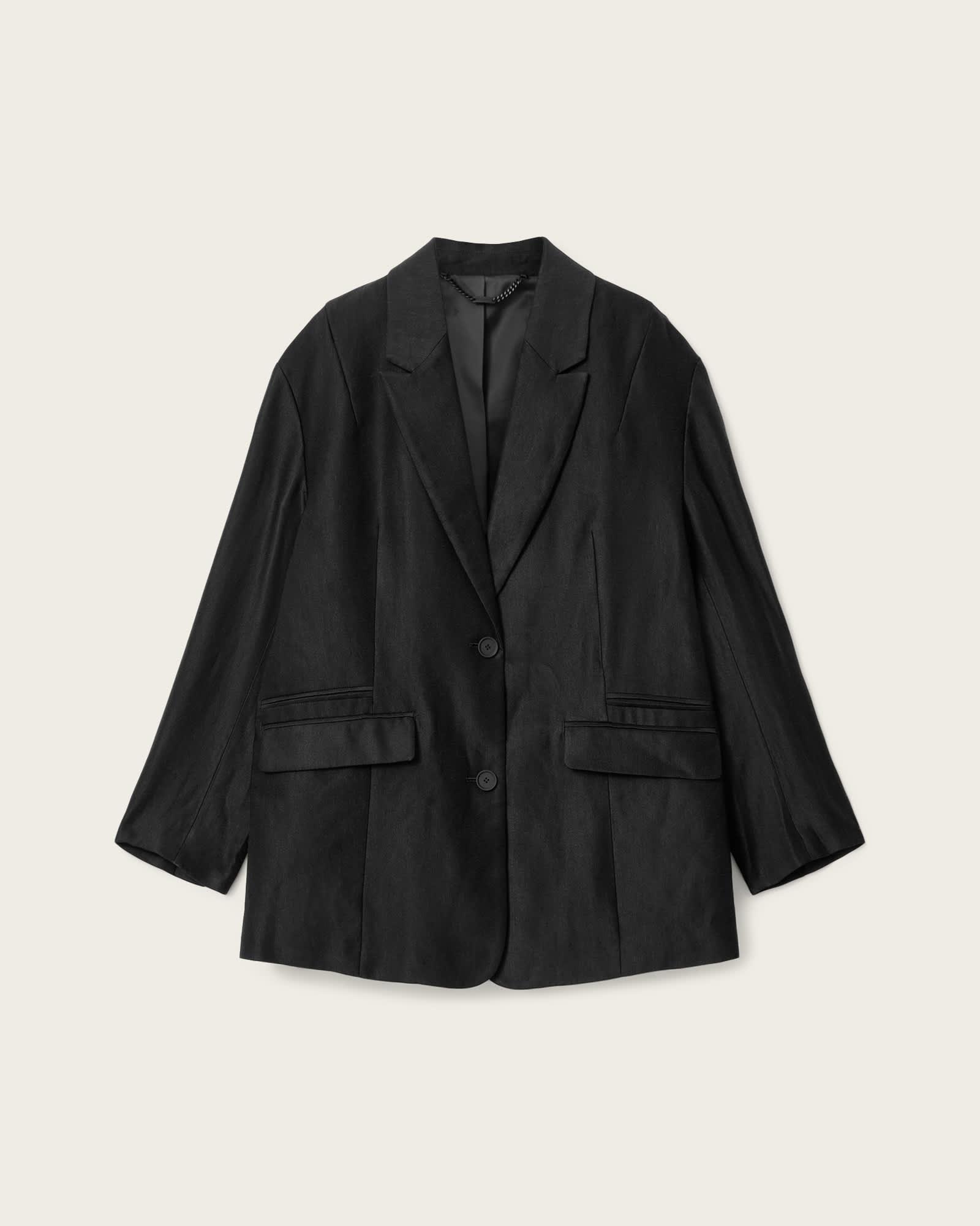 Charley Oversized Single Breasted Blazer Black | ALLSAINTS US Product Image