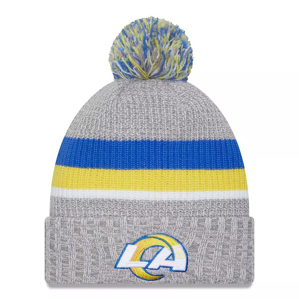 Men's New Era Heather Gray Los Angeles Rams Cuffed Knit Hat with Pom, Grey Product Image
