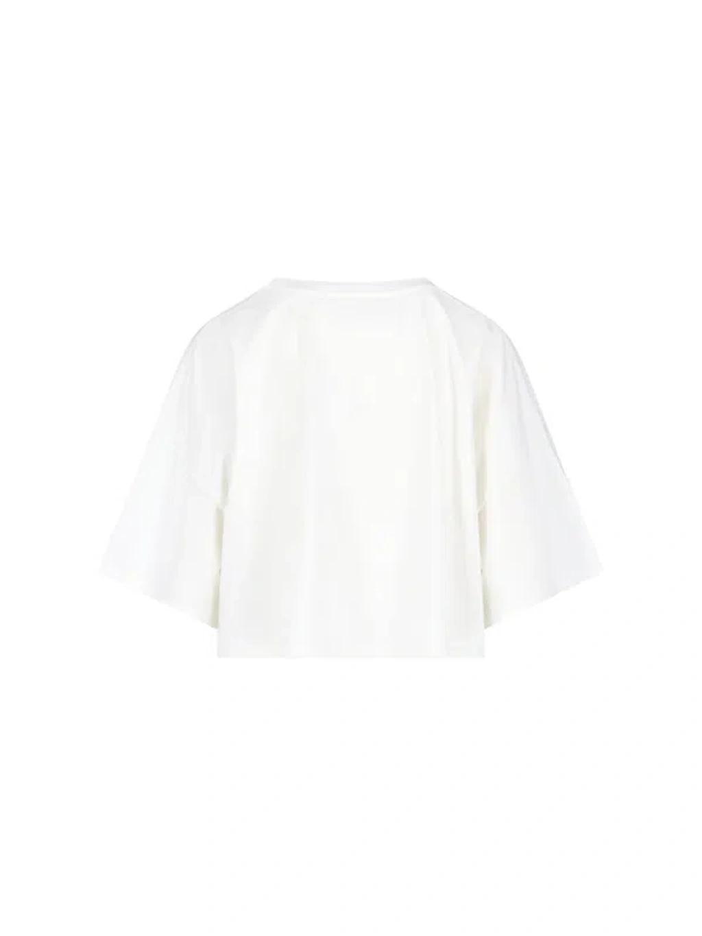 CHLOÉ White Cropped Crewneck T-shirt With Maxi Logo Print On The Front In Cotton Woman In Multicolor Product Image