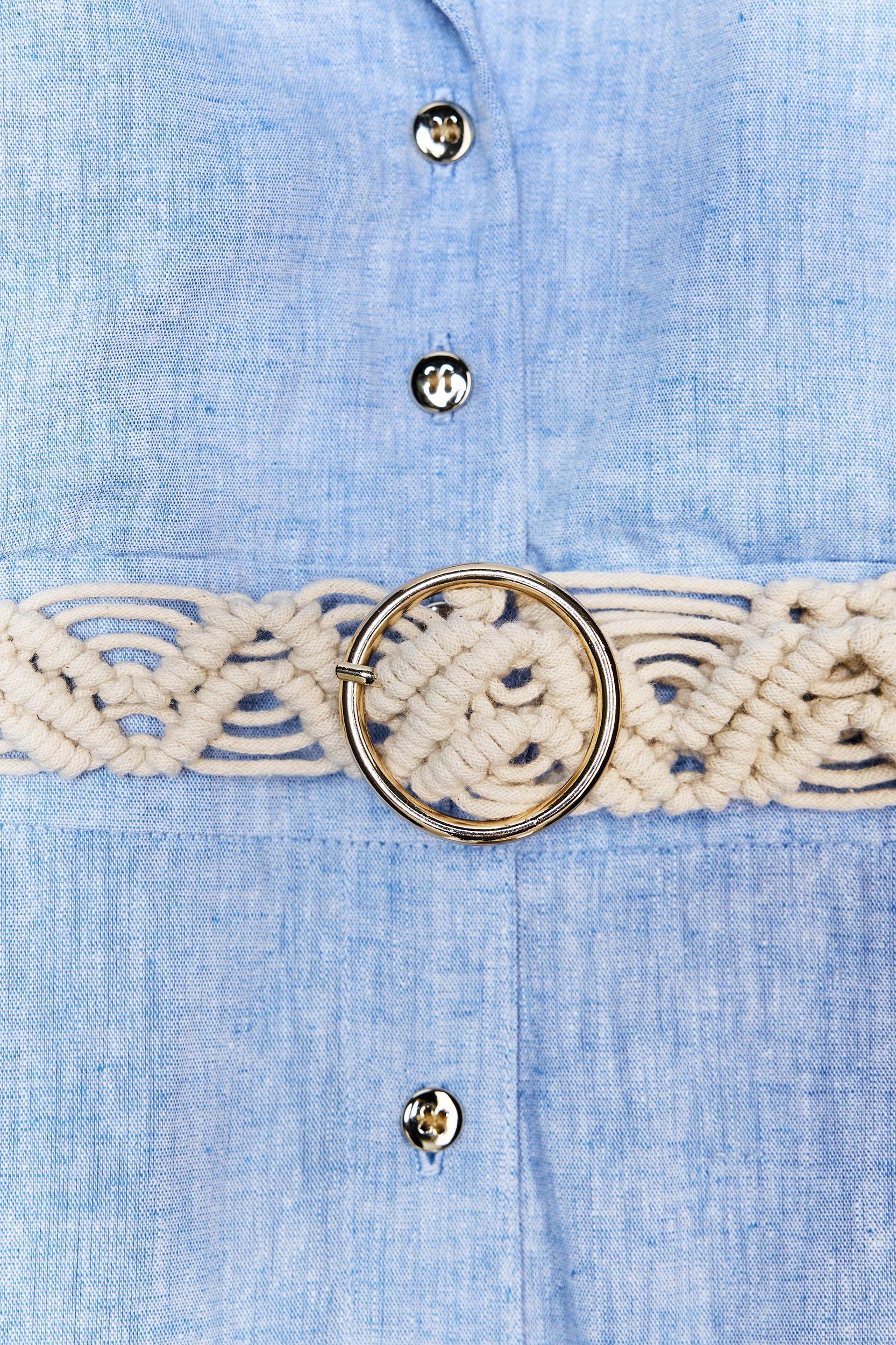 LINEN BELTED MIDI DRESS Product Image