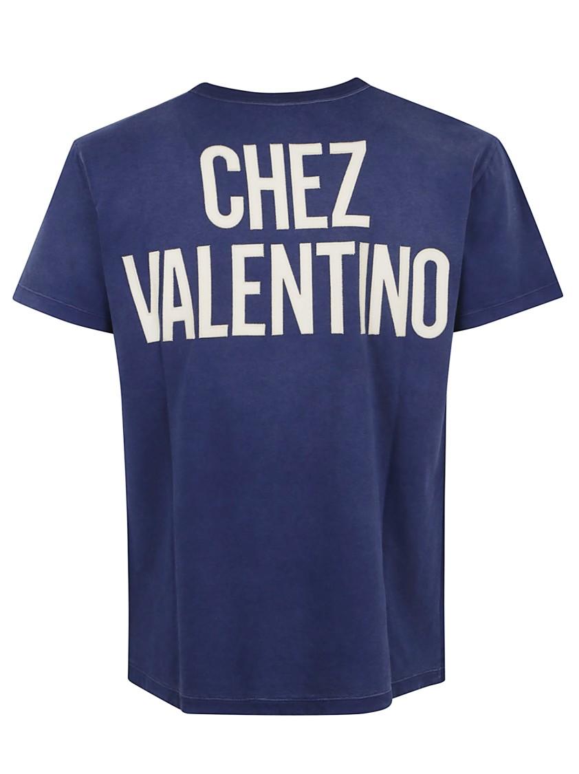 VALENTINO Garavani Navy Cotton T-shirt In Blue Product Image