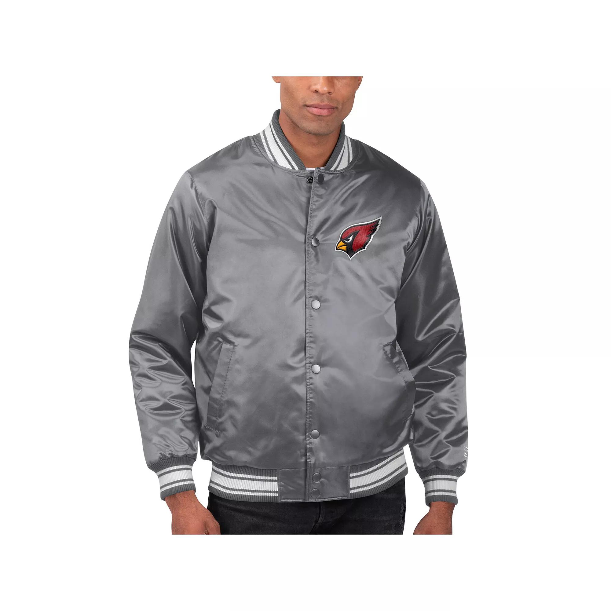 Men's Starter Gray Arizona Cardinals Locker Room Satin Varsity Full-Snap Jacket,  Product Image