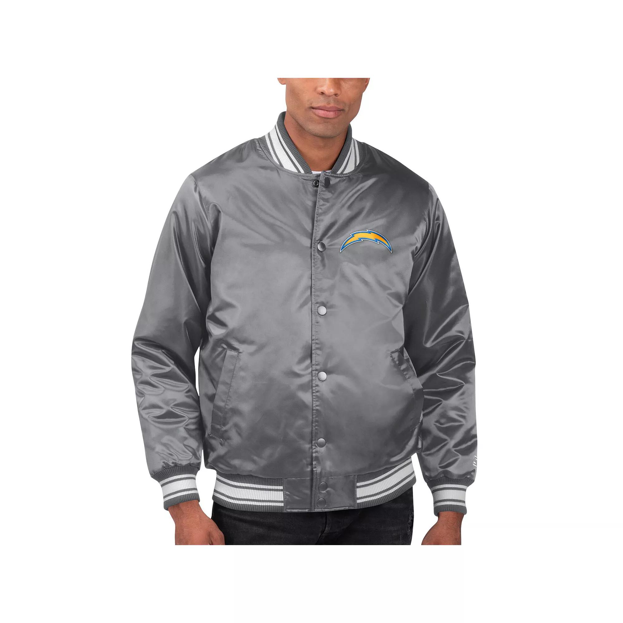 Men's Starter Gray Los Angeles Chargers Locker Room Satin Varsity Full-Snap Jacket,  Product Image