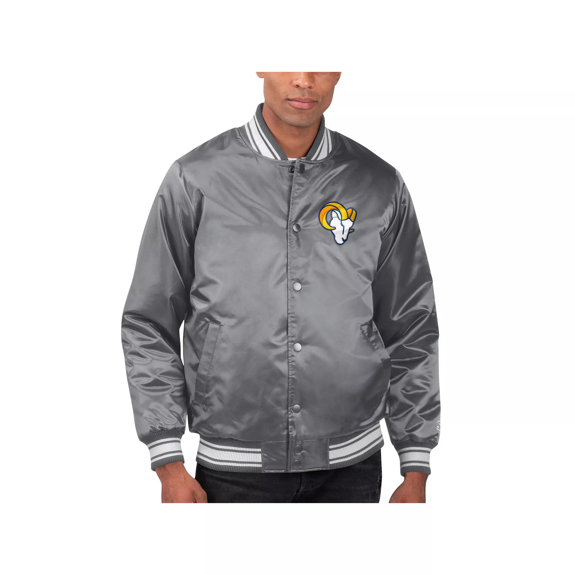 Men's Starter Gray Los Angeles Chargers Locker Room Satin Varsity Full-Snap Jacket,  Product Image