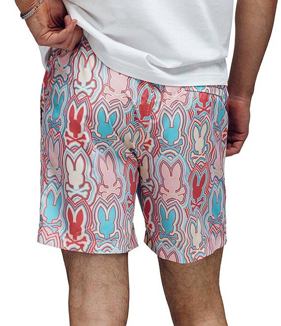 Psycho Bunny Chuck Allover Bunny Pattern 5 3/4#double; Inseam Swim Trunks Product Image