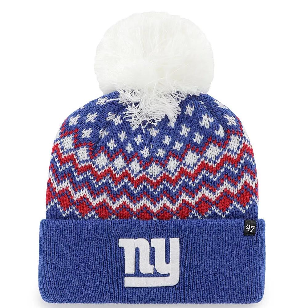 Women's '47 Royal New York Giants Elsa Cuffed Pom Knit with Hat, Blue Product Image