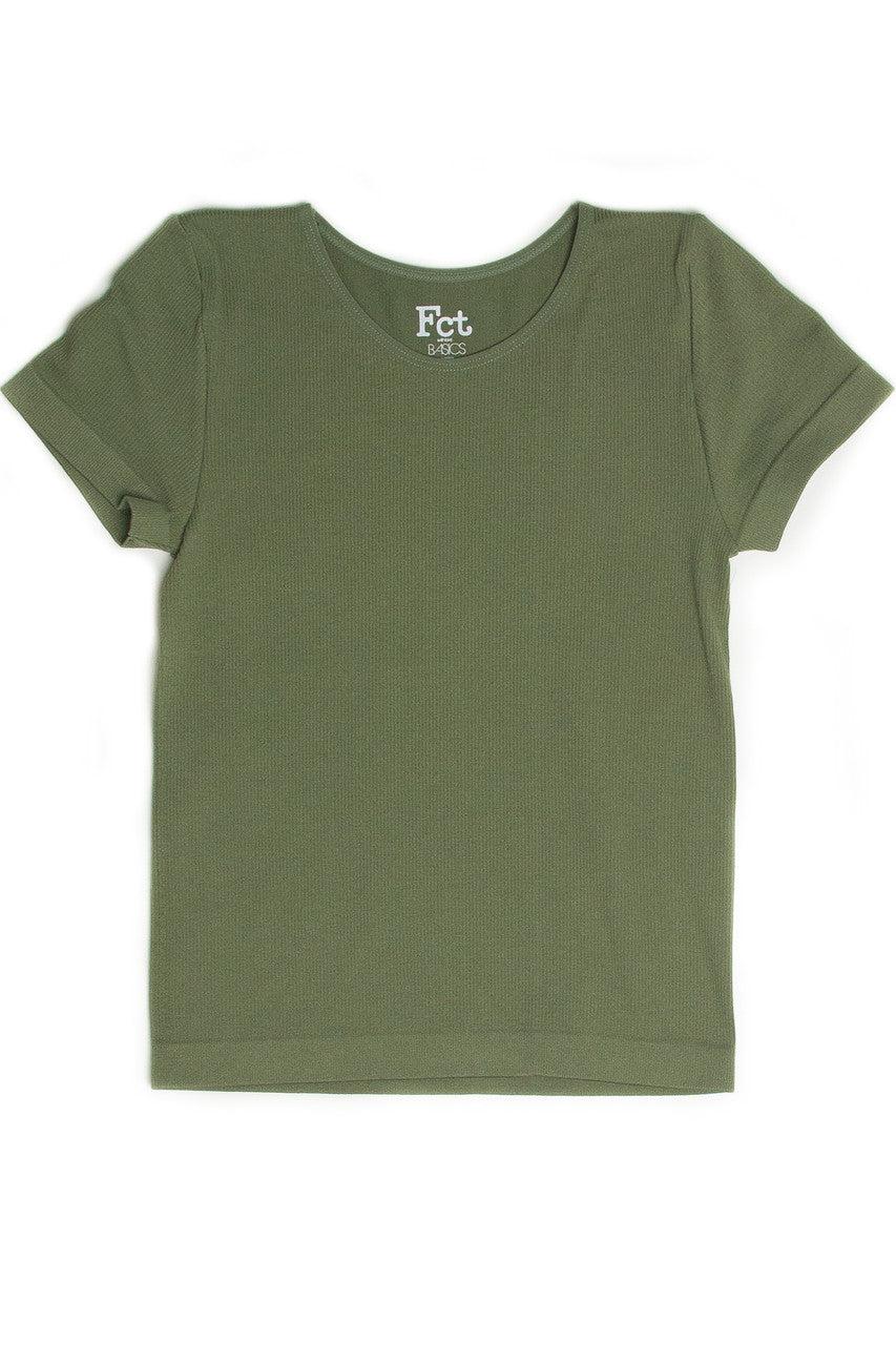 Olive Seamless Crew Neck Shirt Product Image
