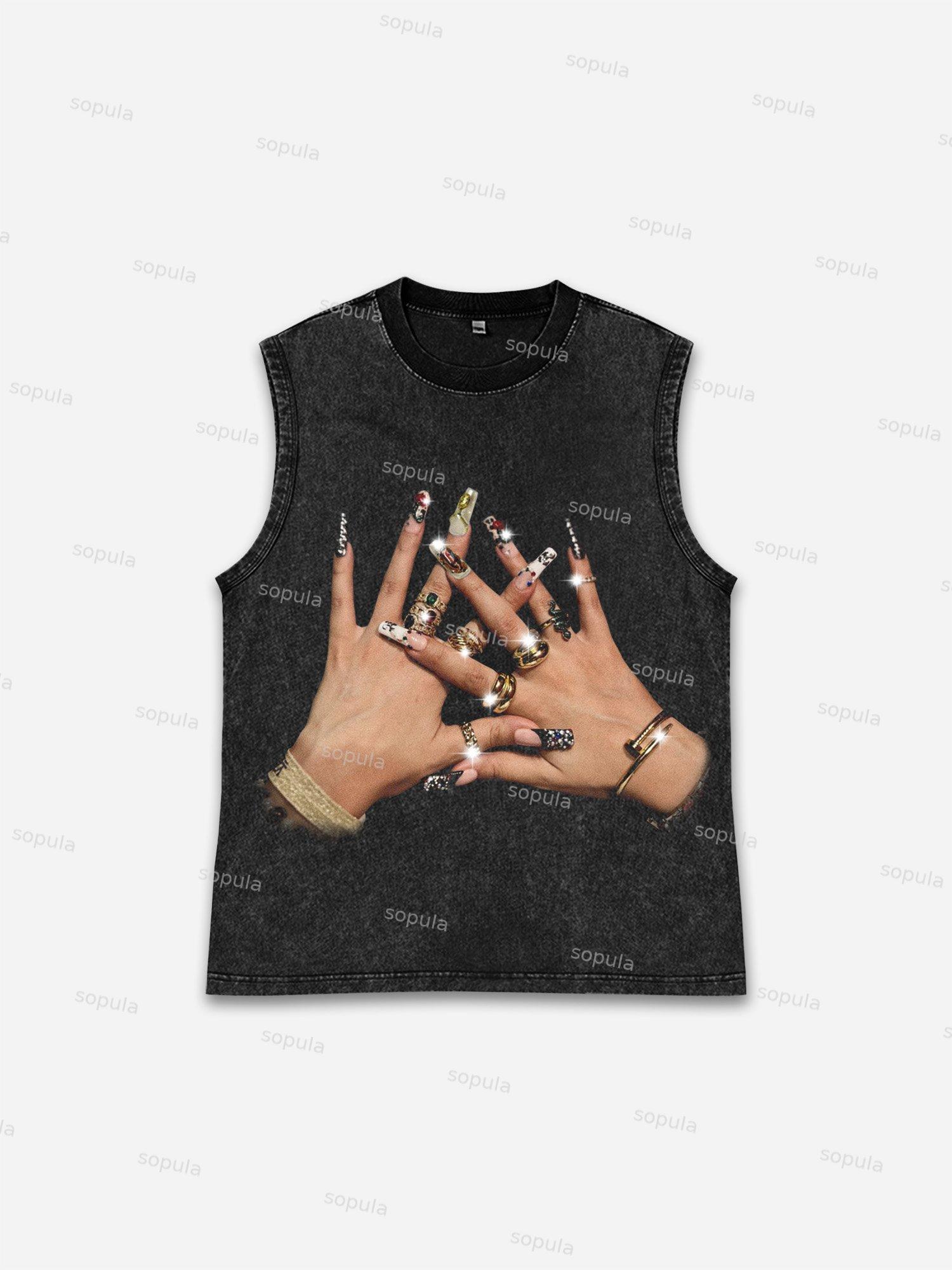 God Religion Trendy Nail Art Graphic Tank Top Product Image