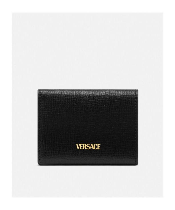 VERSACE Black Small Wallet With Medusa Biggie Logo In Leather Woman Product Image
