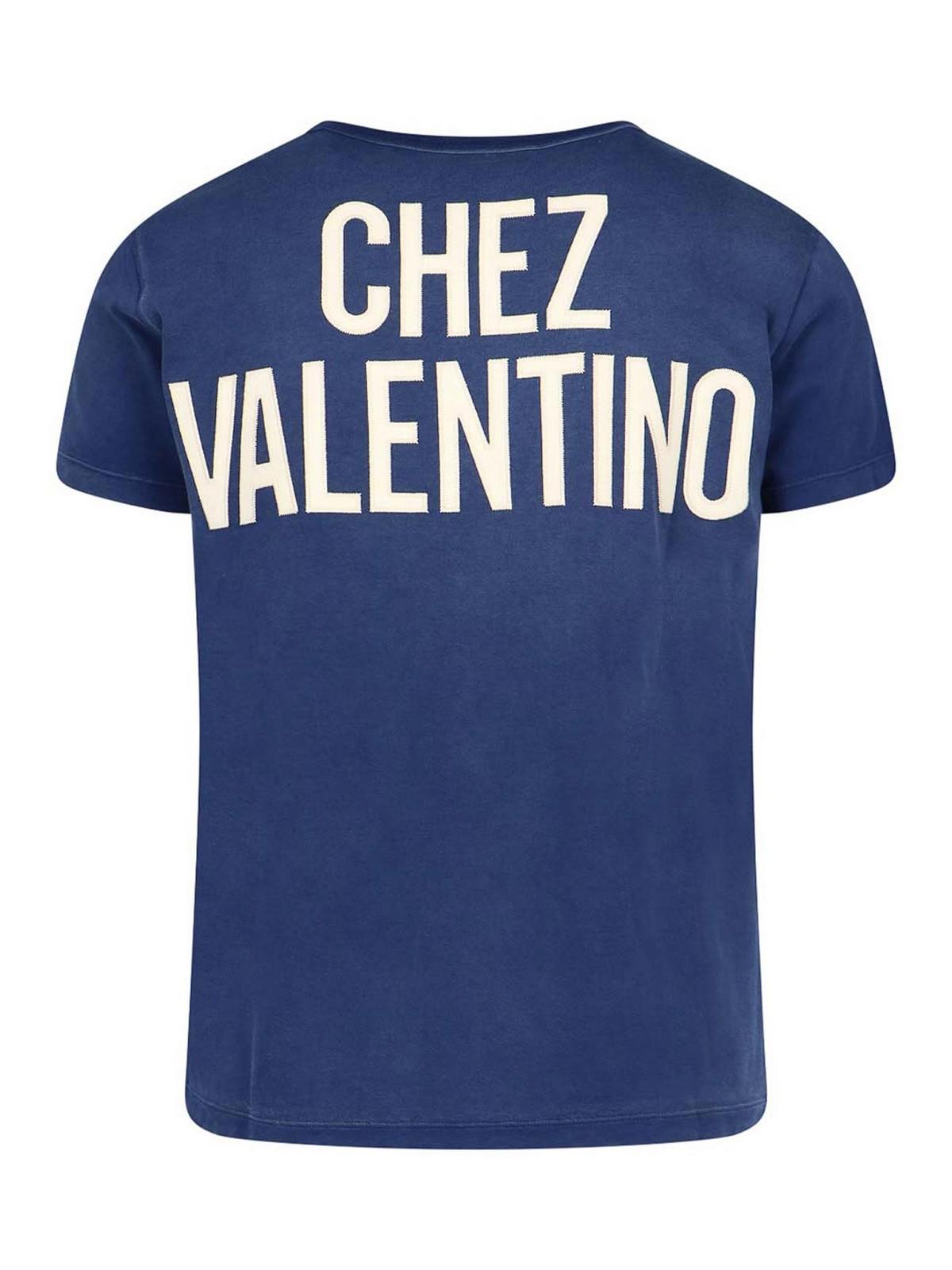 VALENTINO Garavani Navy Cotton T-shirt In Blue Product Image