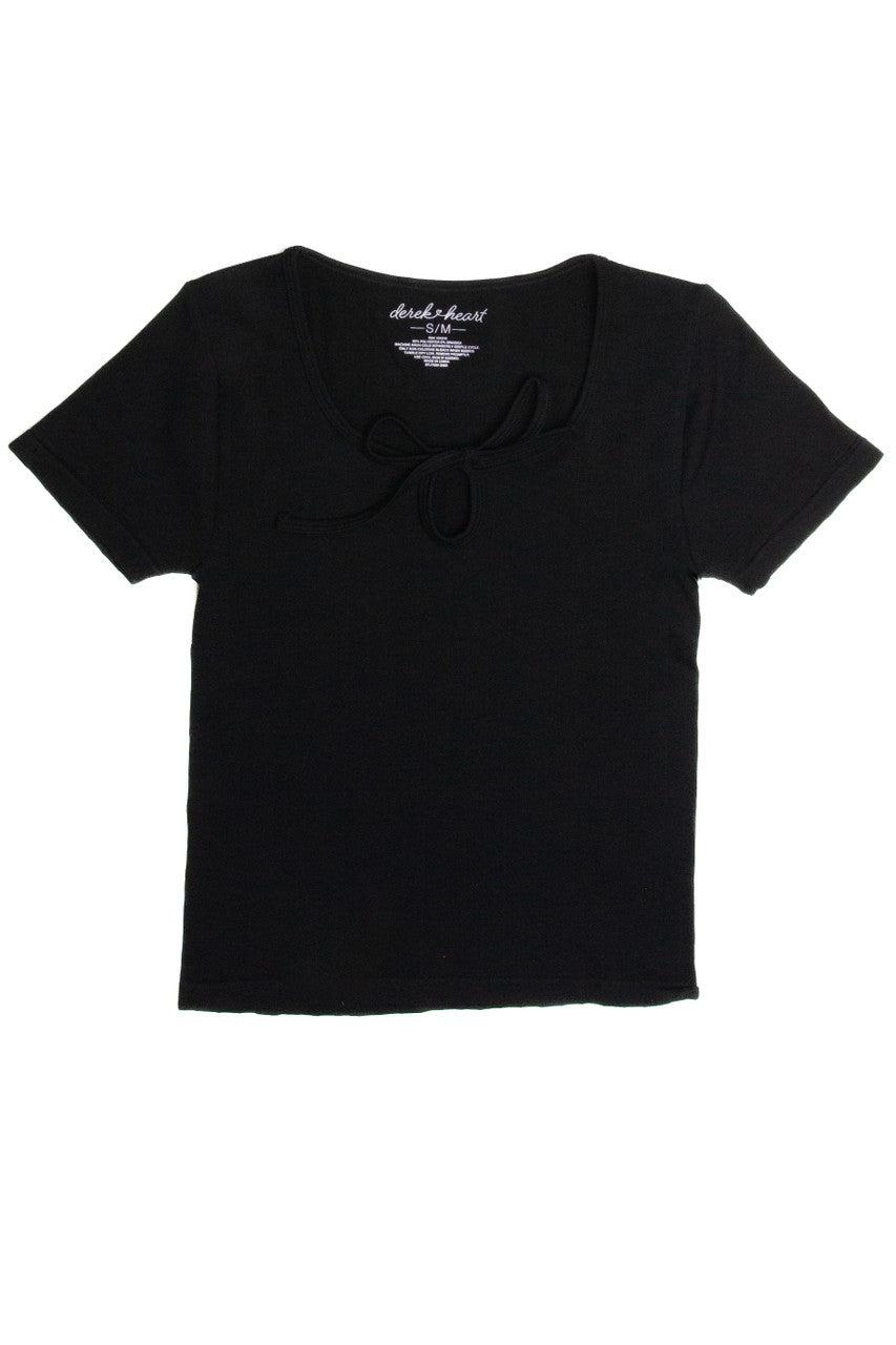 Black Tie Neck Seamless Tee Product Image