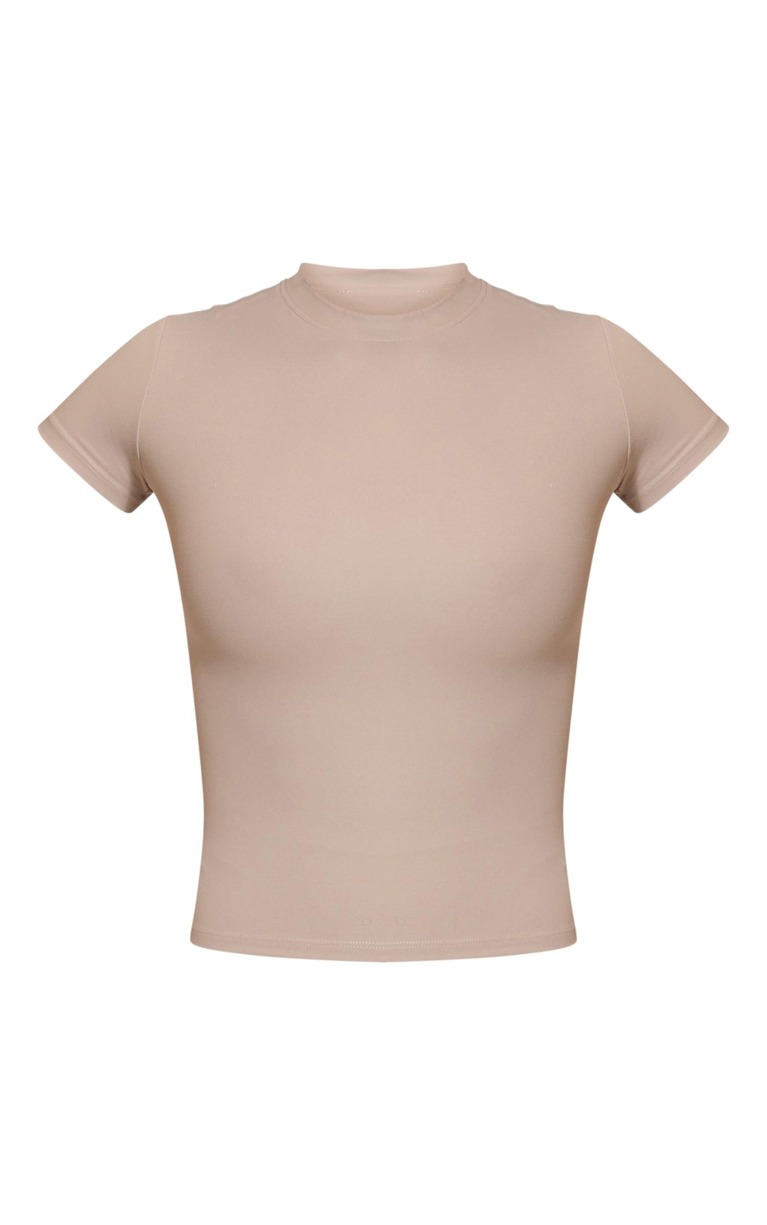 Pale Khaki Snatched Sculpt Short Sleeve T Shirt Product Image