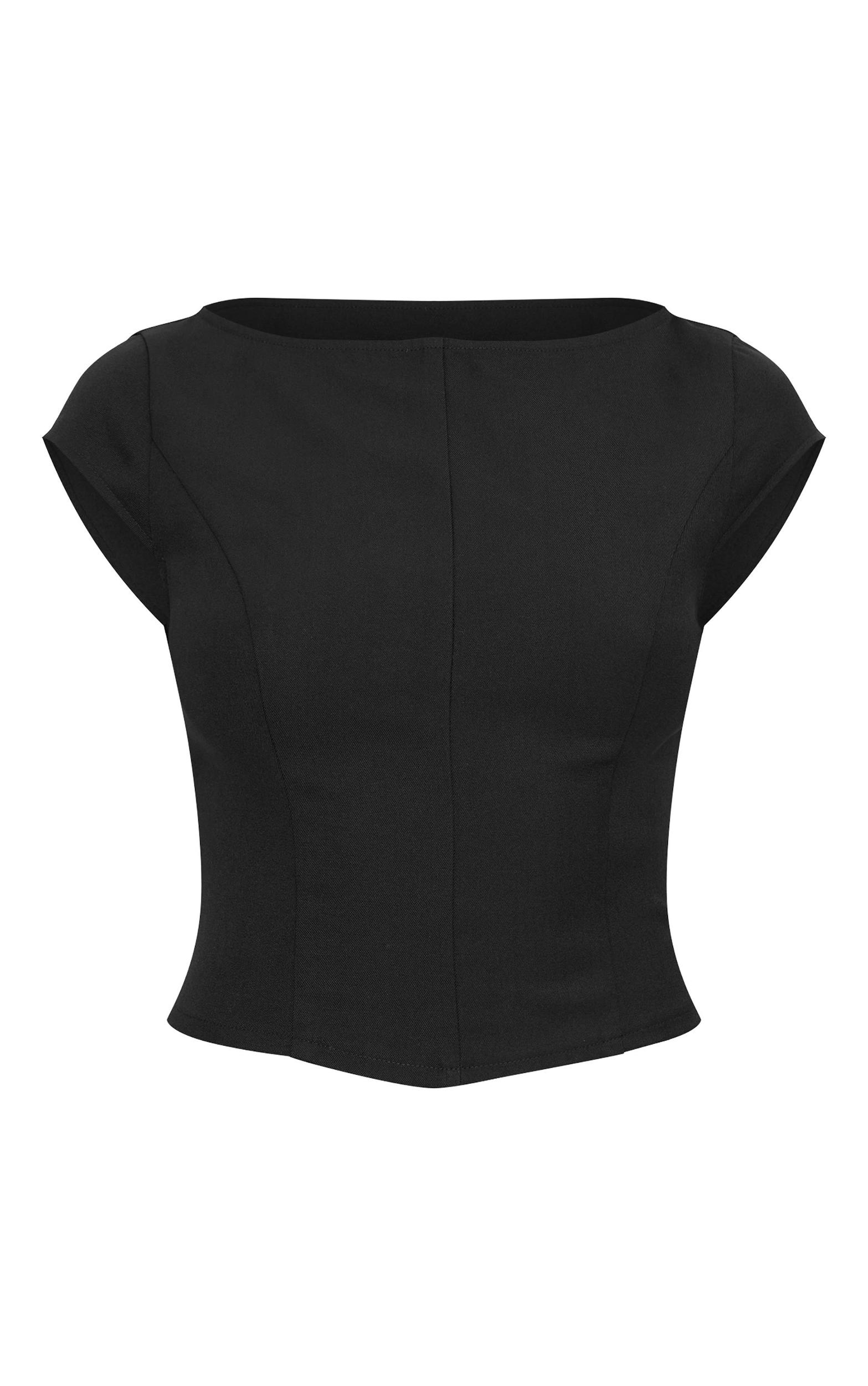 Black Woven Boatneck Top Product Image