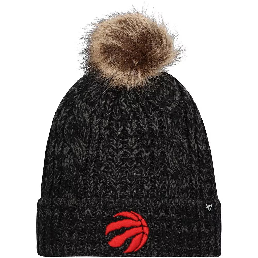 Women's '47 Black Toronto Raptors Meeko Cuffed Knit Hat with Pom, Rpt Black Product Image