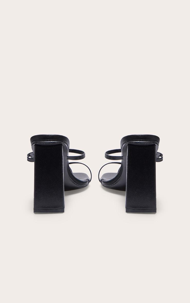 Black PU Toe Loop Strappy Block Heeled Mules Product Image