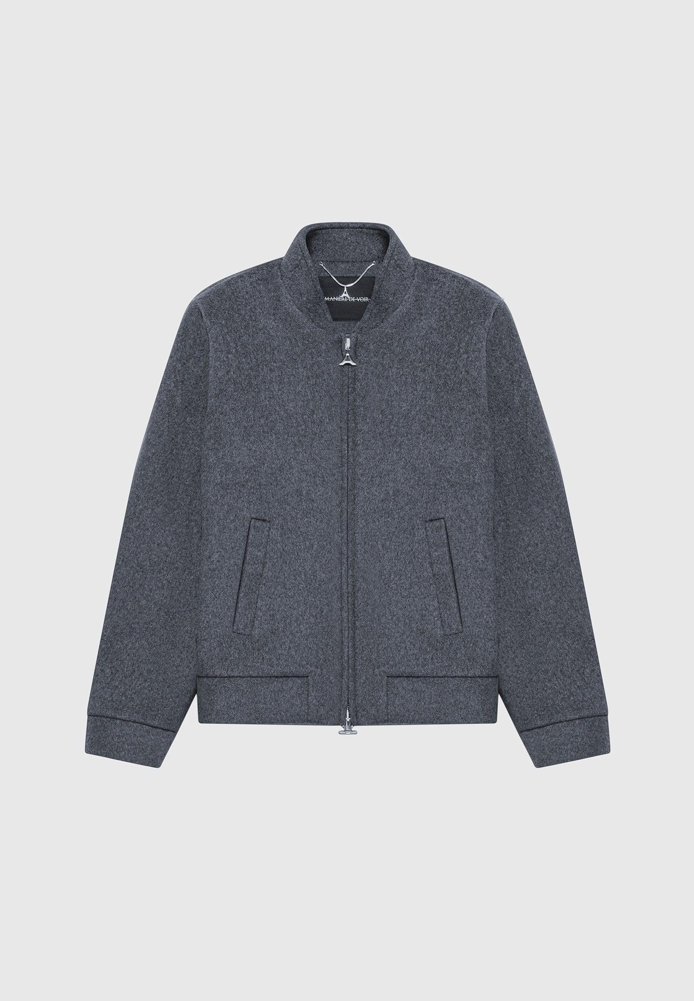 Wool Blend Marl Bomber Jacket - Charcoal Grey Male Product Image