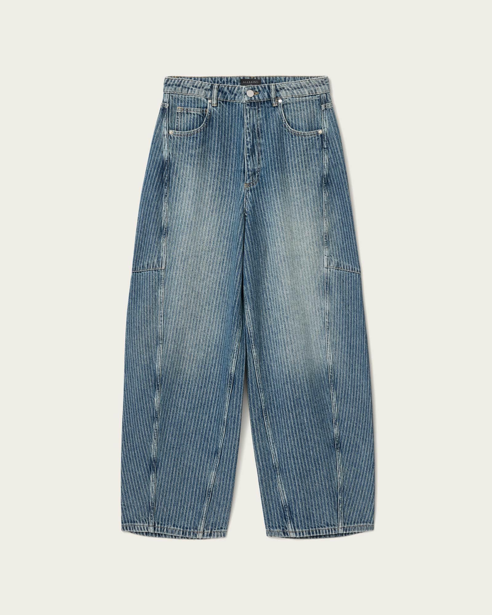Carter Stripe Mid Rise Denim Jeans TITAN BLUE | ALLSAINTS US Product Image