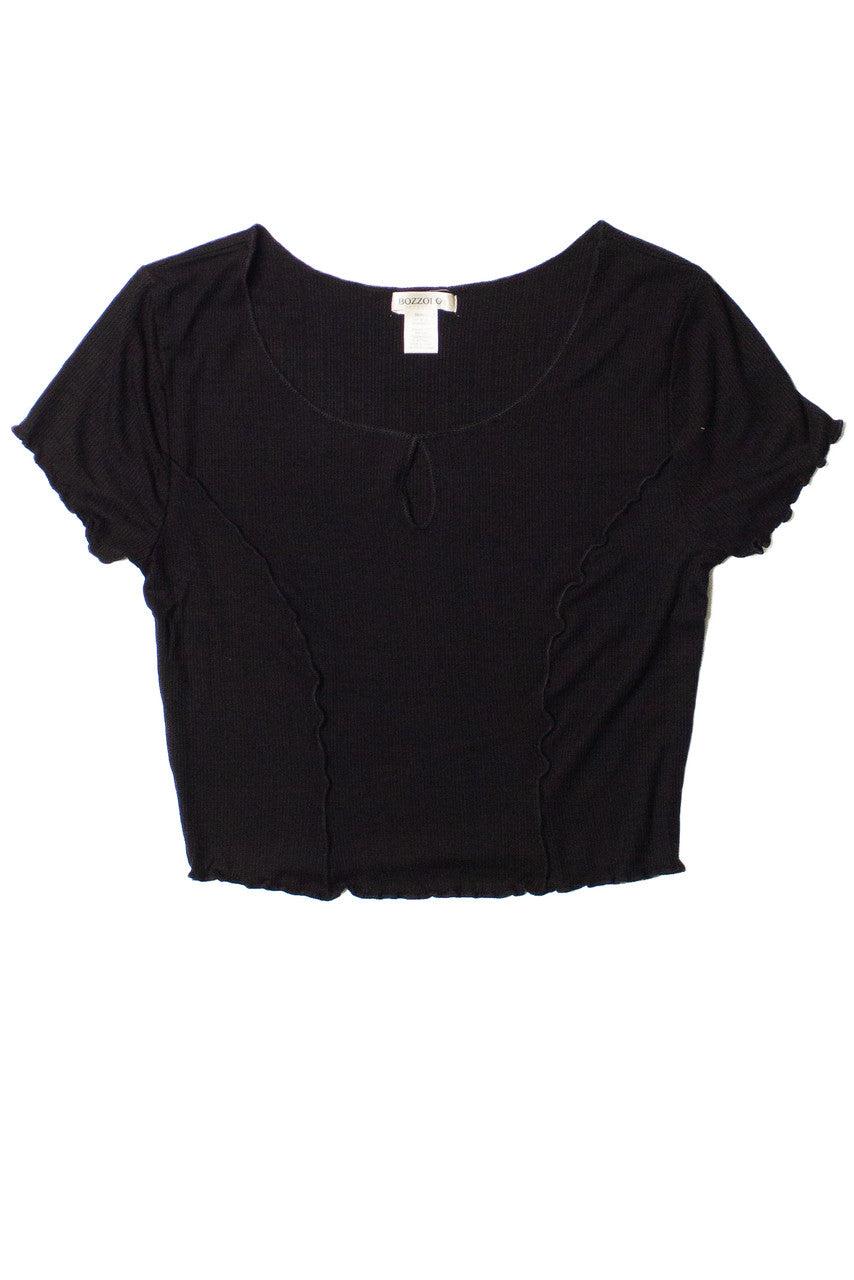 Black Seamed Keyhole Crop Top Product Image