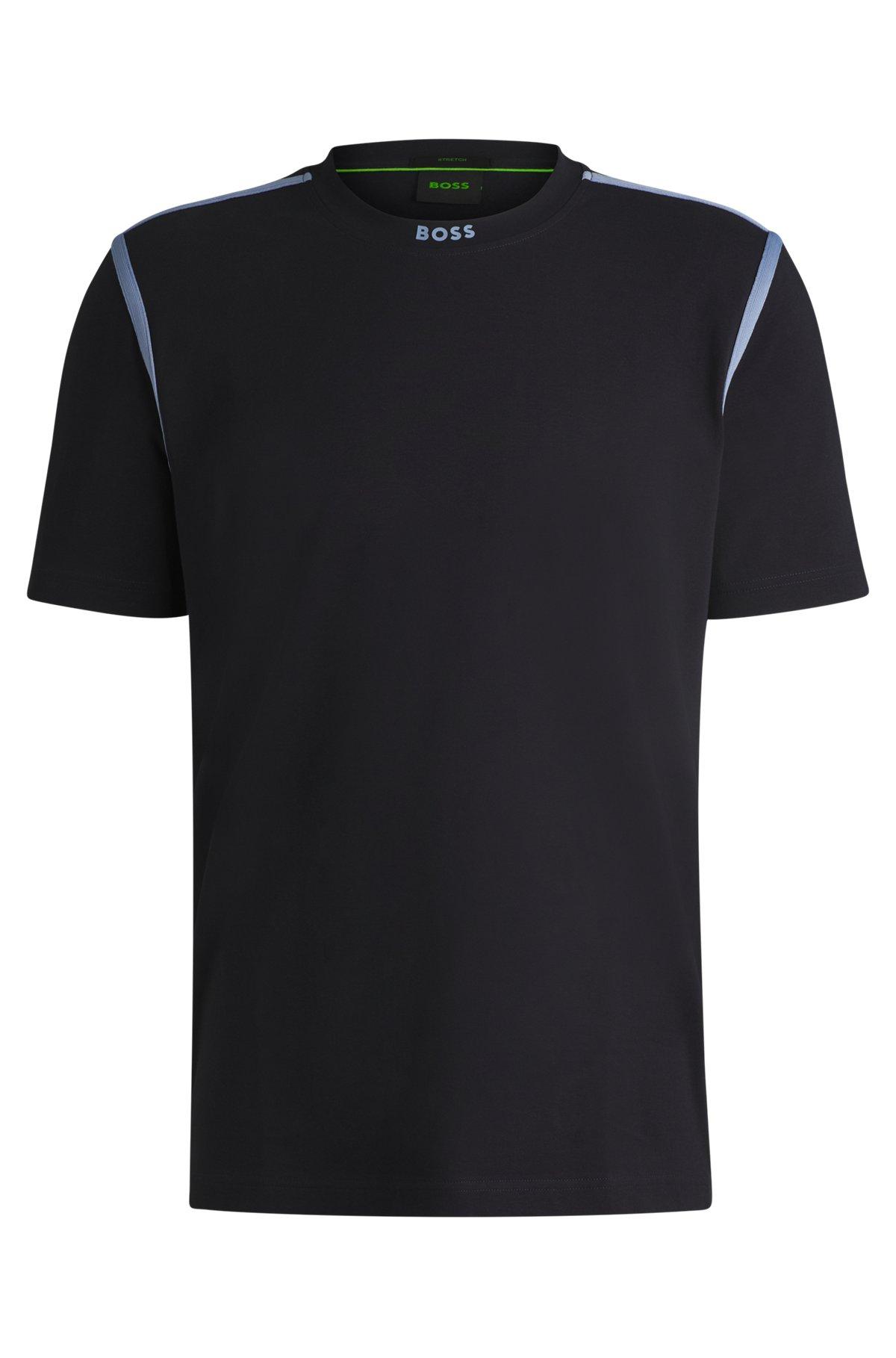 Stretch-cotton T-shirt with tape trims Product Image