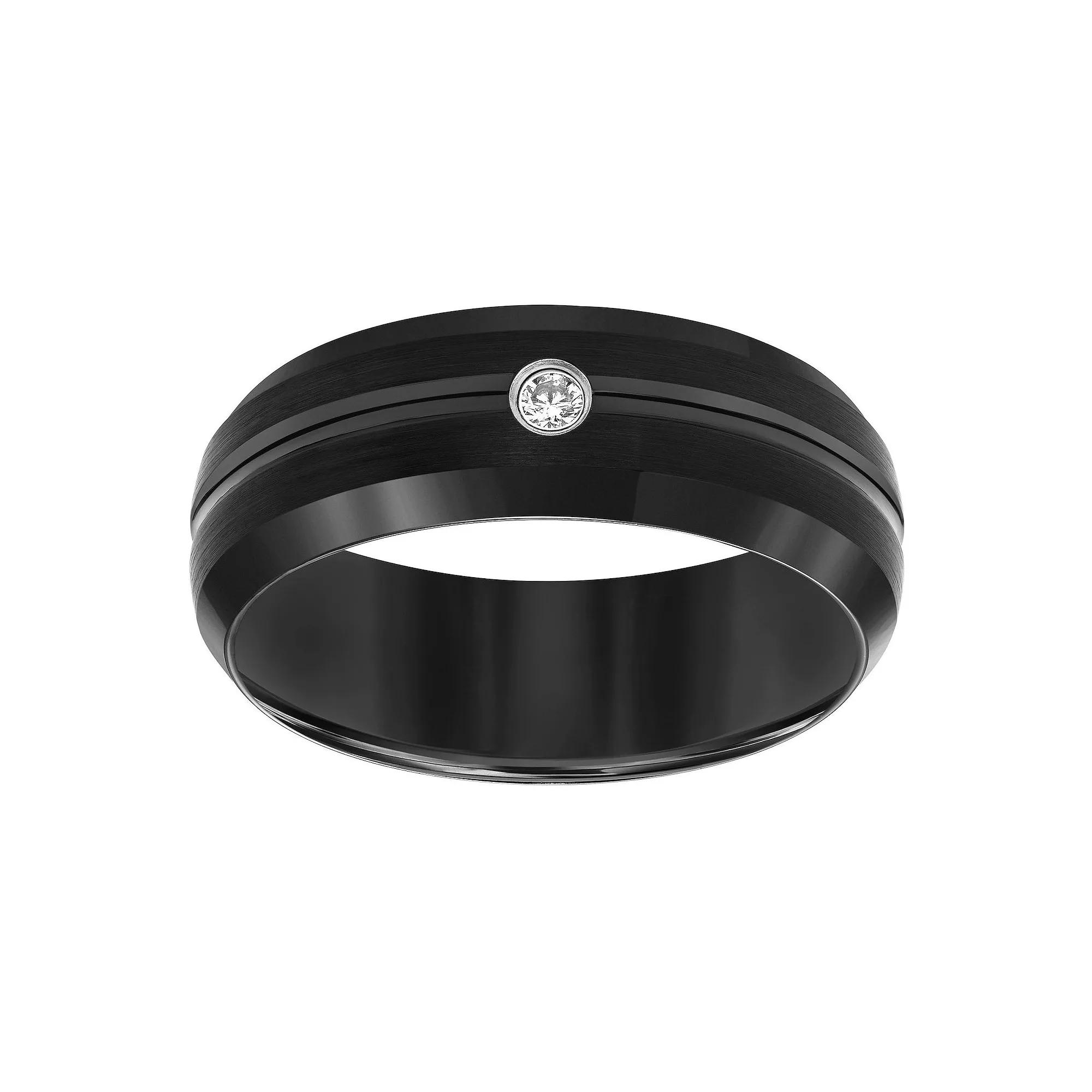 AXL Diamond Accent Black Tungsten Carbide 8 mm Comfort Fit Men's Band Product Image