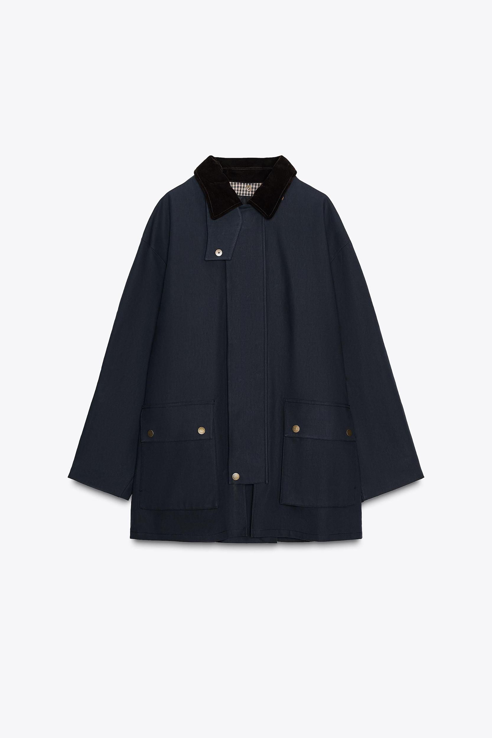 CONTRAST COLLAR HOODED TRENCH ZW COLLECTION Product Image