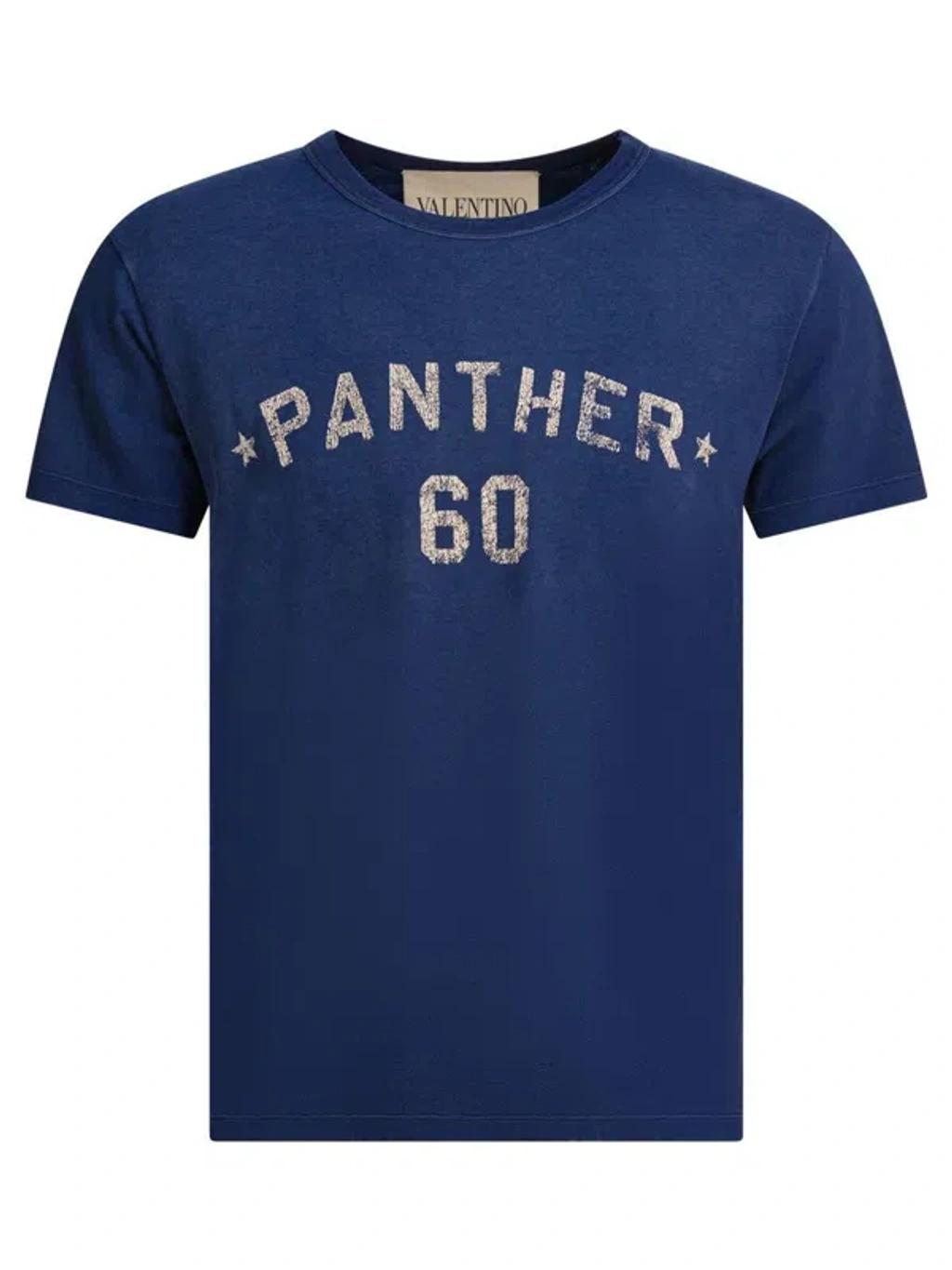 VALENTINO Garavani Navy Cotton T-shirt In Blue Product Image