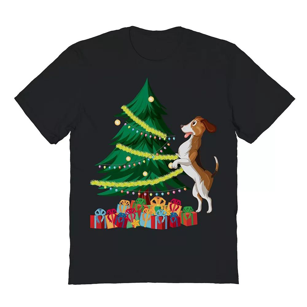 Men's Tree Dog Christmas Graphic Tee, Size: XL, Black Product Image