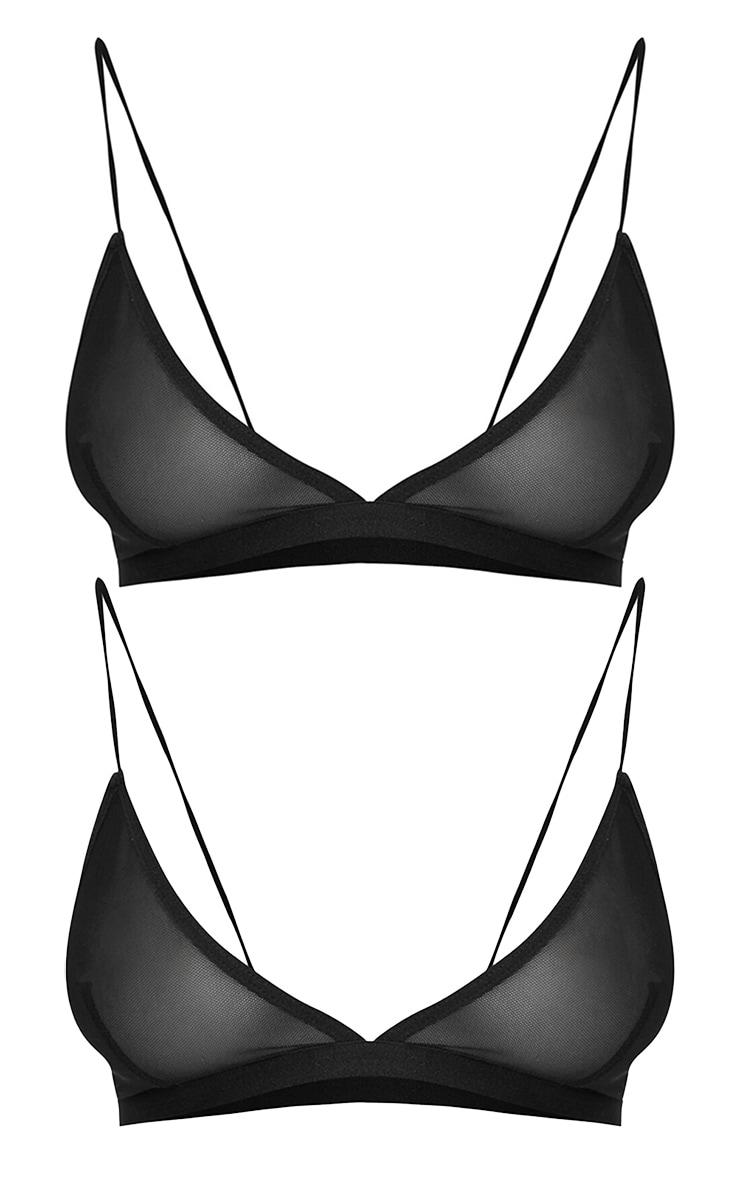 Black Mesh Pack of 2 Basic Triangle Bra Product Image