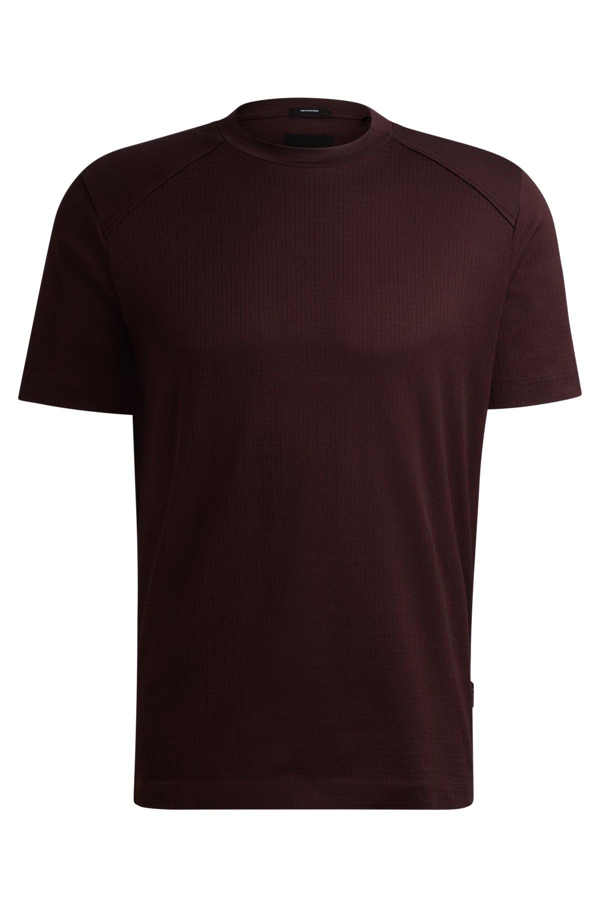 Cotton-ripstop regular-fit T-shirt with plain trims Product Image