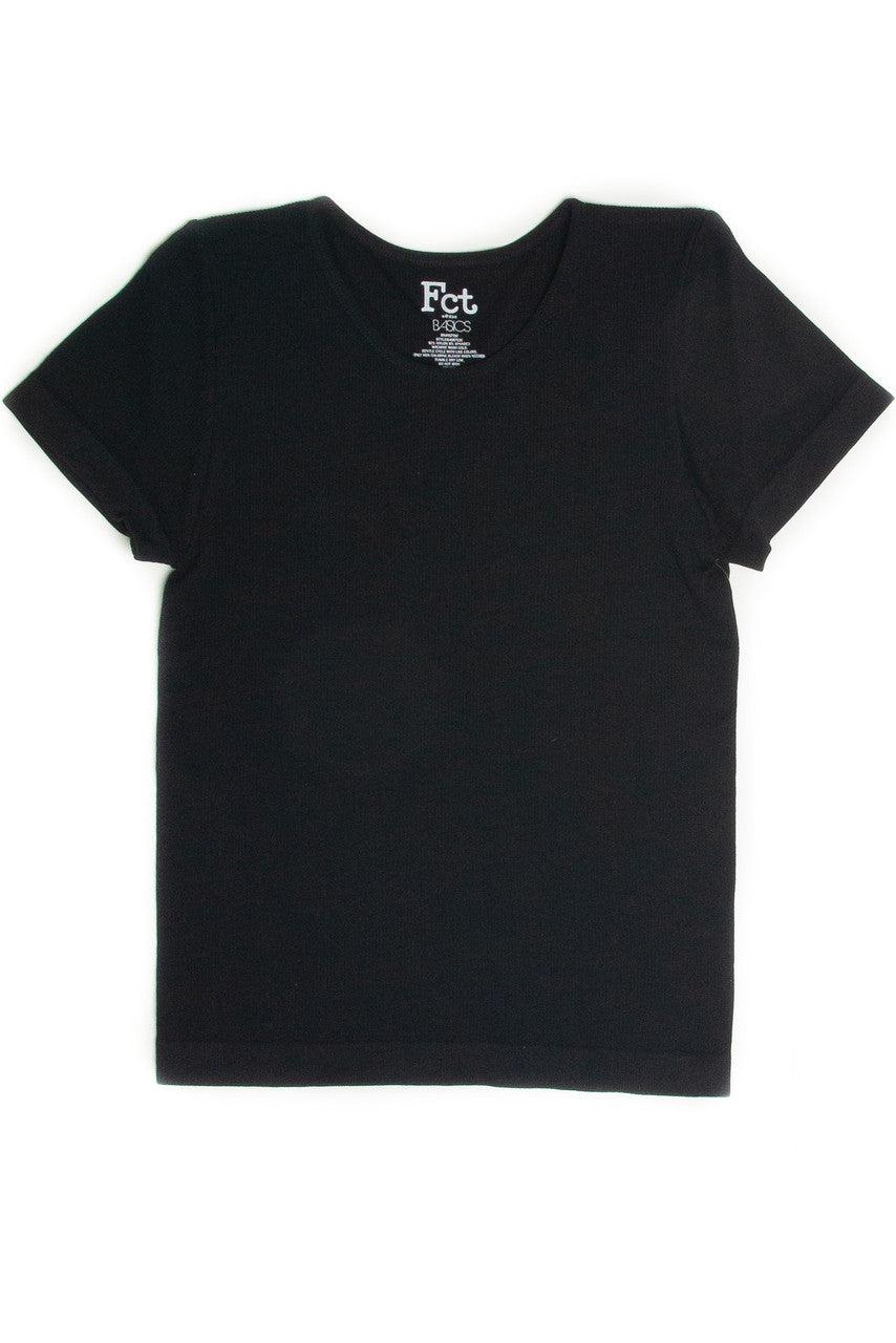 Black Seamless Crew Neck Shirt Product Image