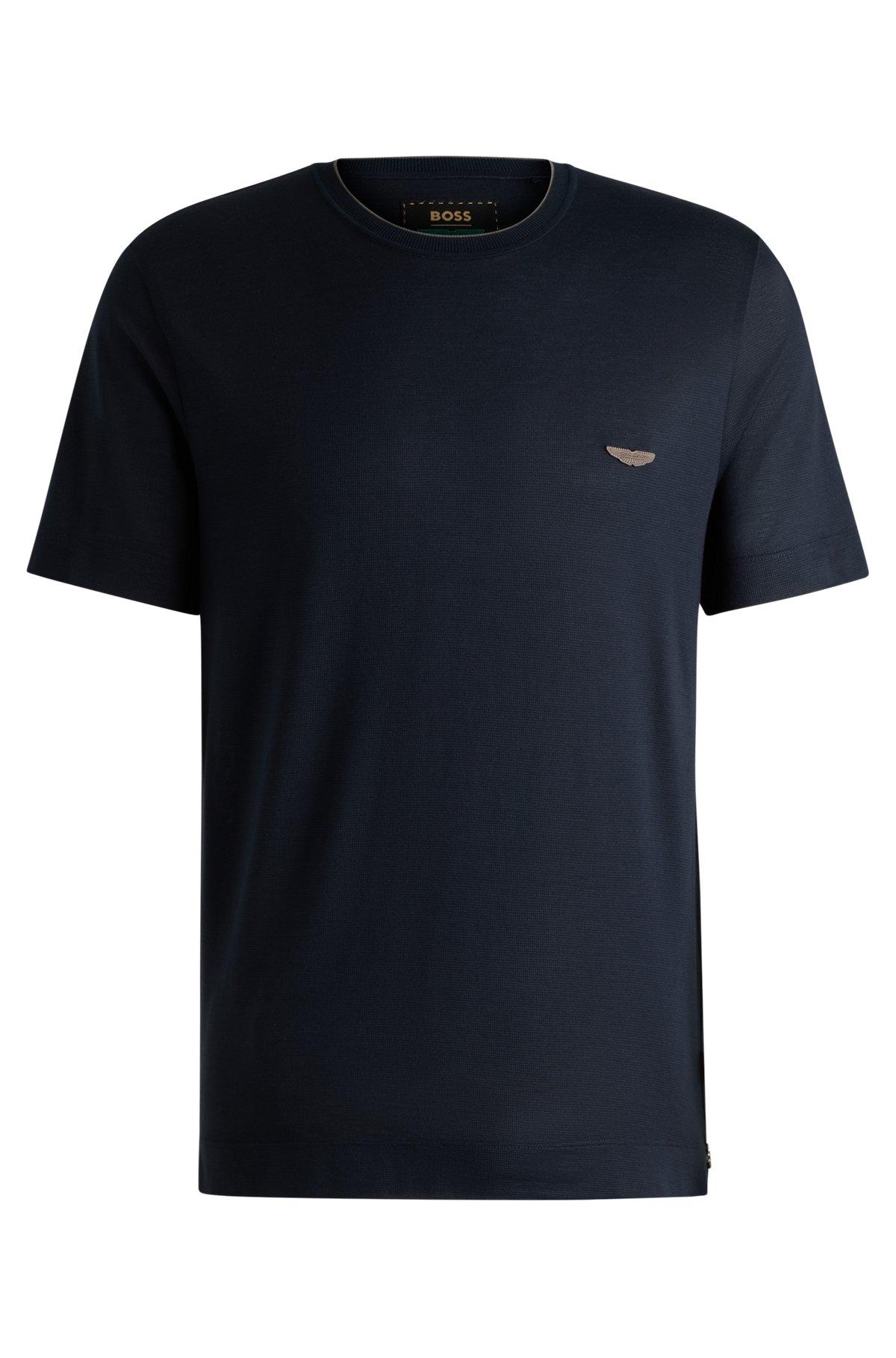 BOSS - BOSS x ASTON MARTIN T-shirt in cotton, linen and silk - Dark Blue Product Image