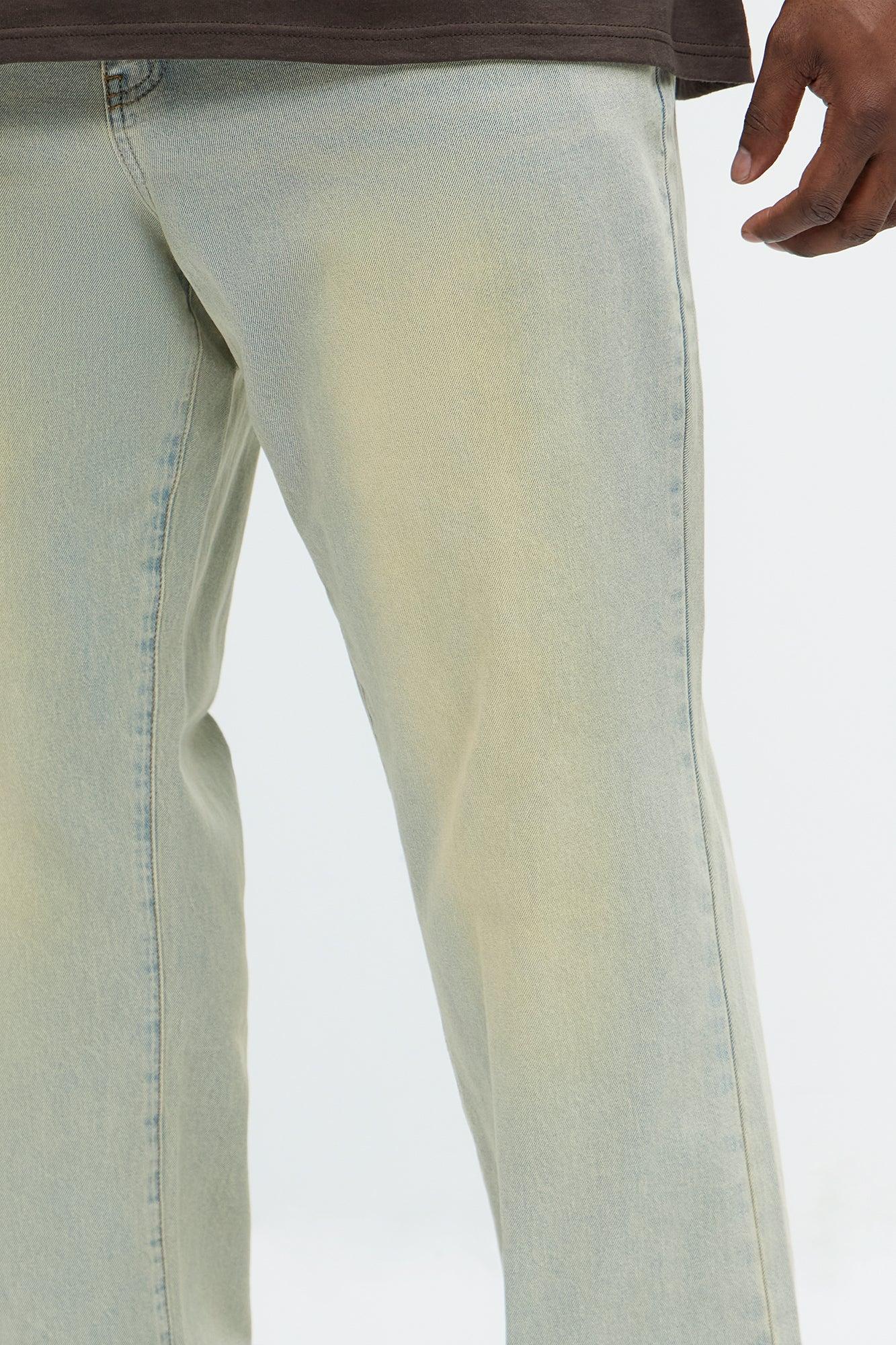 Drawstring Belt Straight Jeans - Vintage Blue Wash Product Image