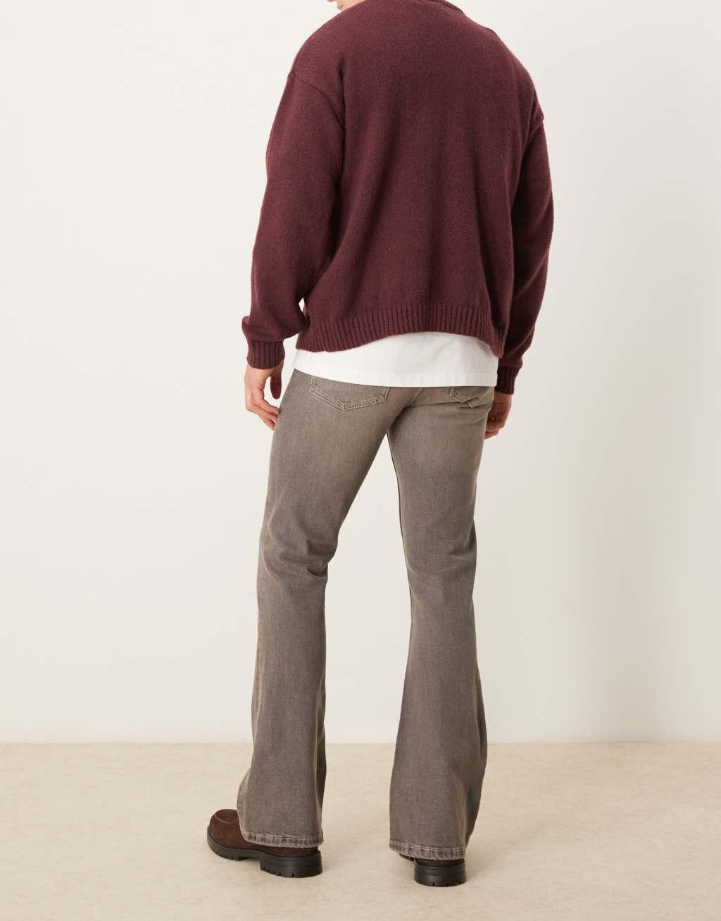 ASOS DESIGN stretch flare jeans in washed gray Product Image