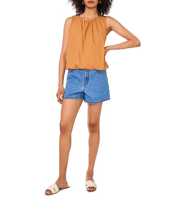 1. STATE Bubble Poplin Round Neck Sleeveless Top Product Image