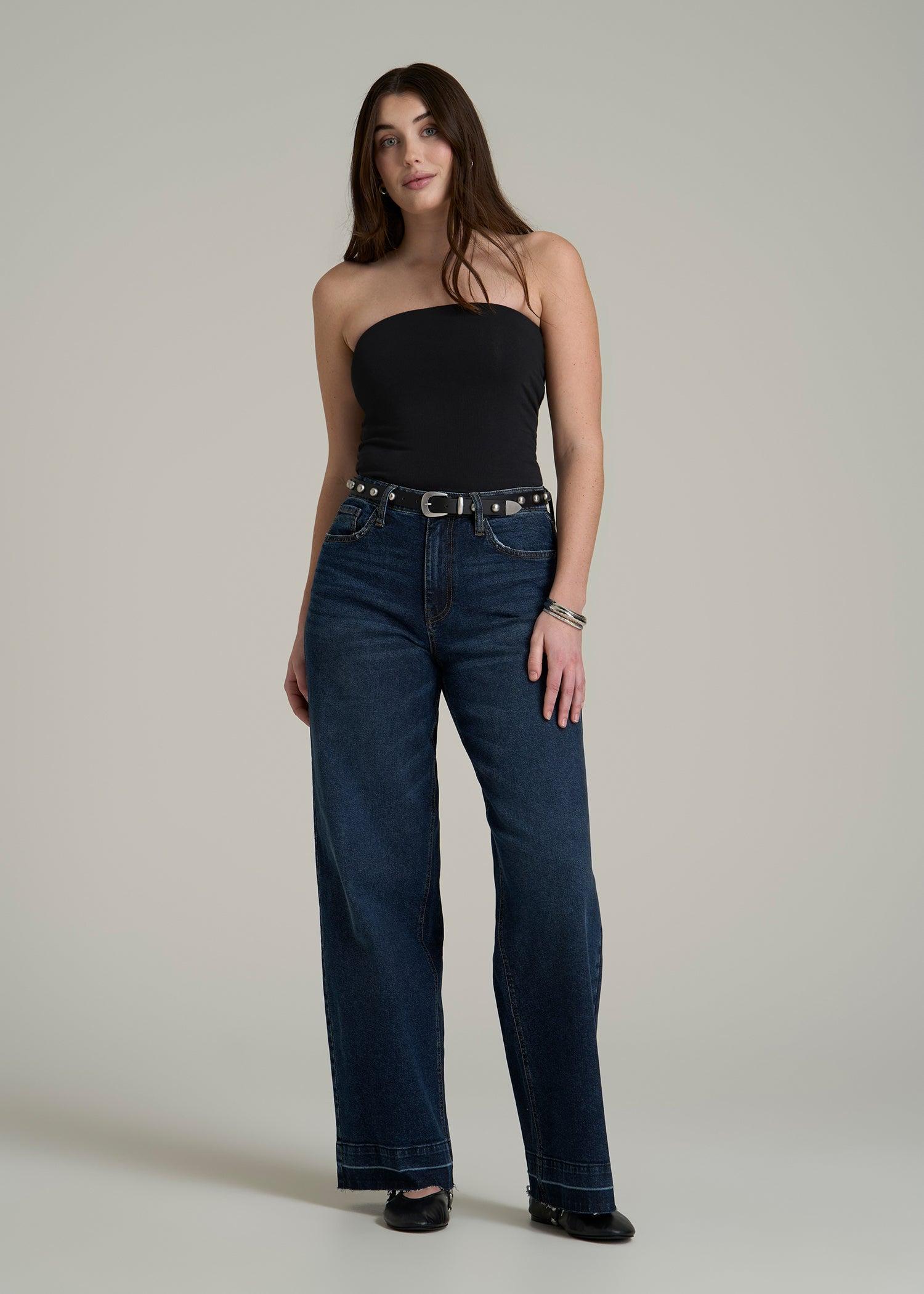 Cotton Tube Top for Tall Women in Black Female Product Image