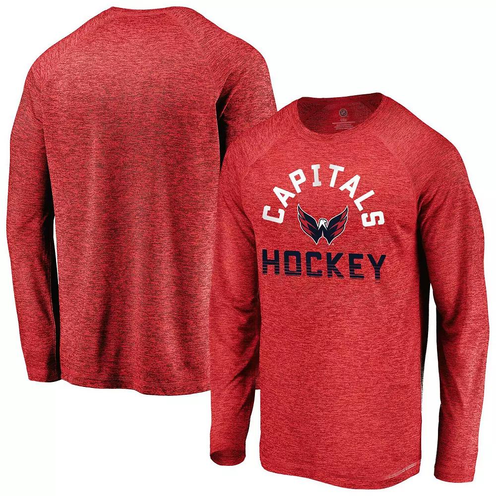 Men's Fanatics Athletic Red Washington Capitals Iconic Striated Breezer Raglan Long Sleeve T-Shirt, Size: 2XL, Team Product Image