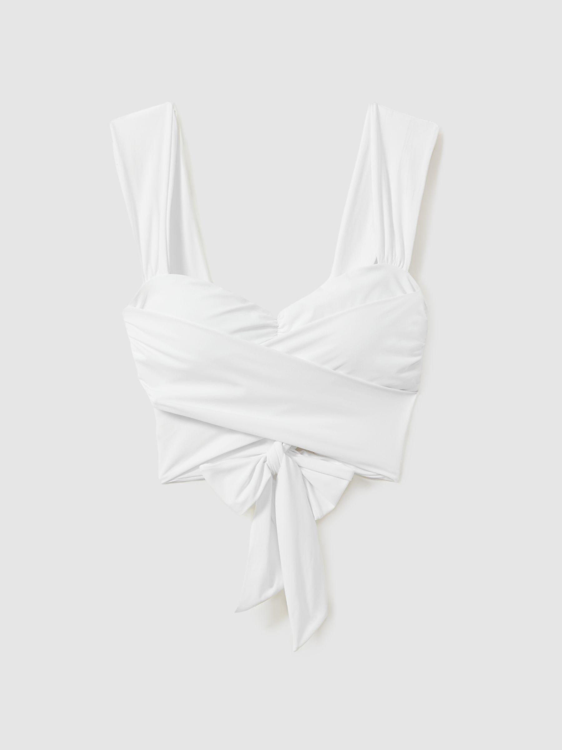 Wrap Design Bikini Top in White Product Image