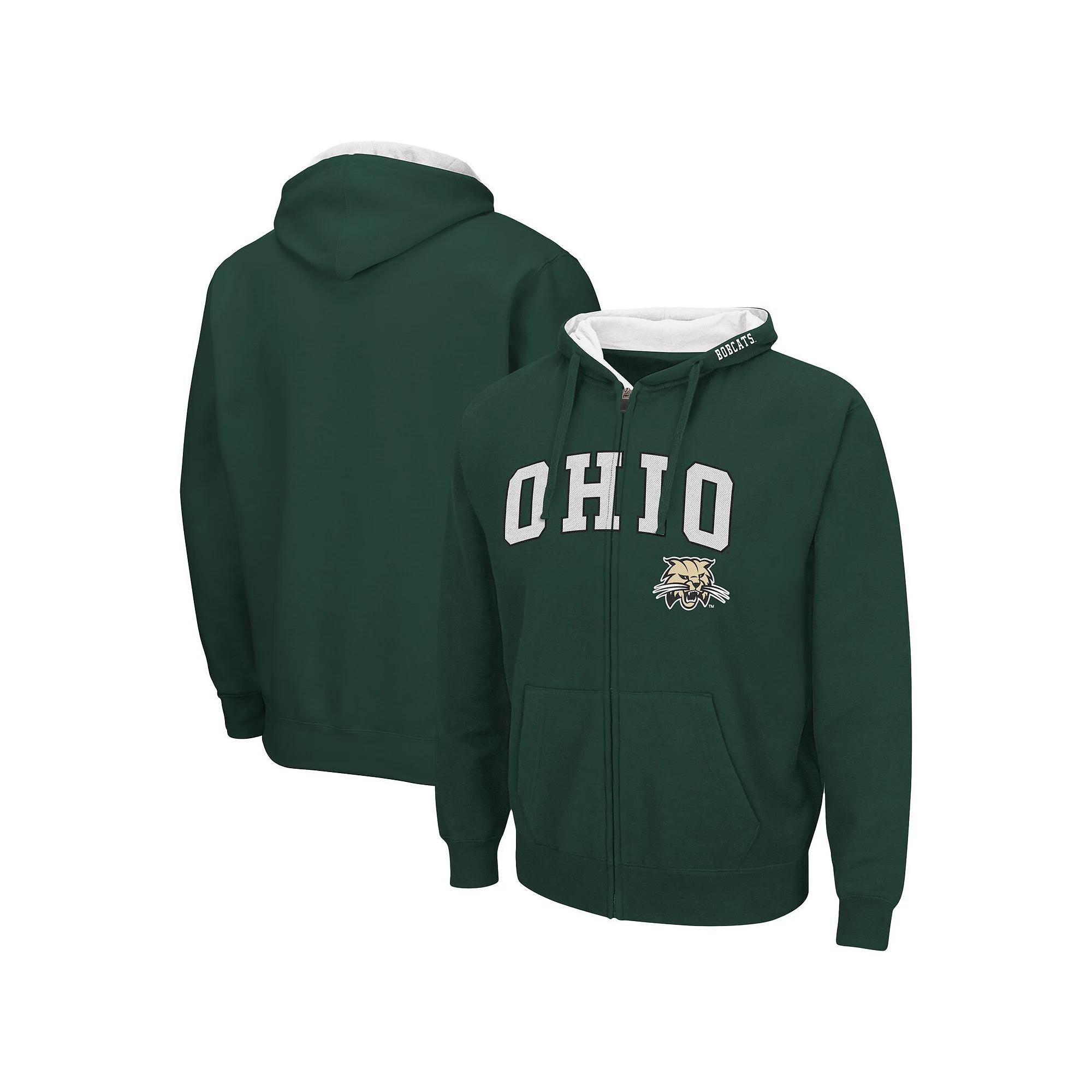 Men's Colosseum Green Ohio Bobcats Arch & Logo 3.0 Full-Zip Hoodie,  Product Image