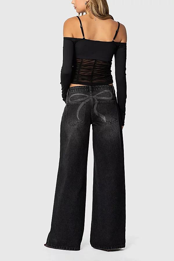 Edikted Vyxen Vintage Washed Low Rise Jeans Womens at Urban Outfitters Product Image
