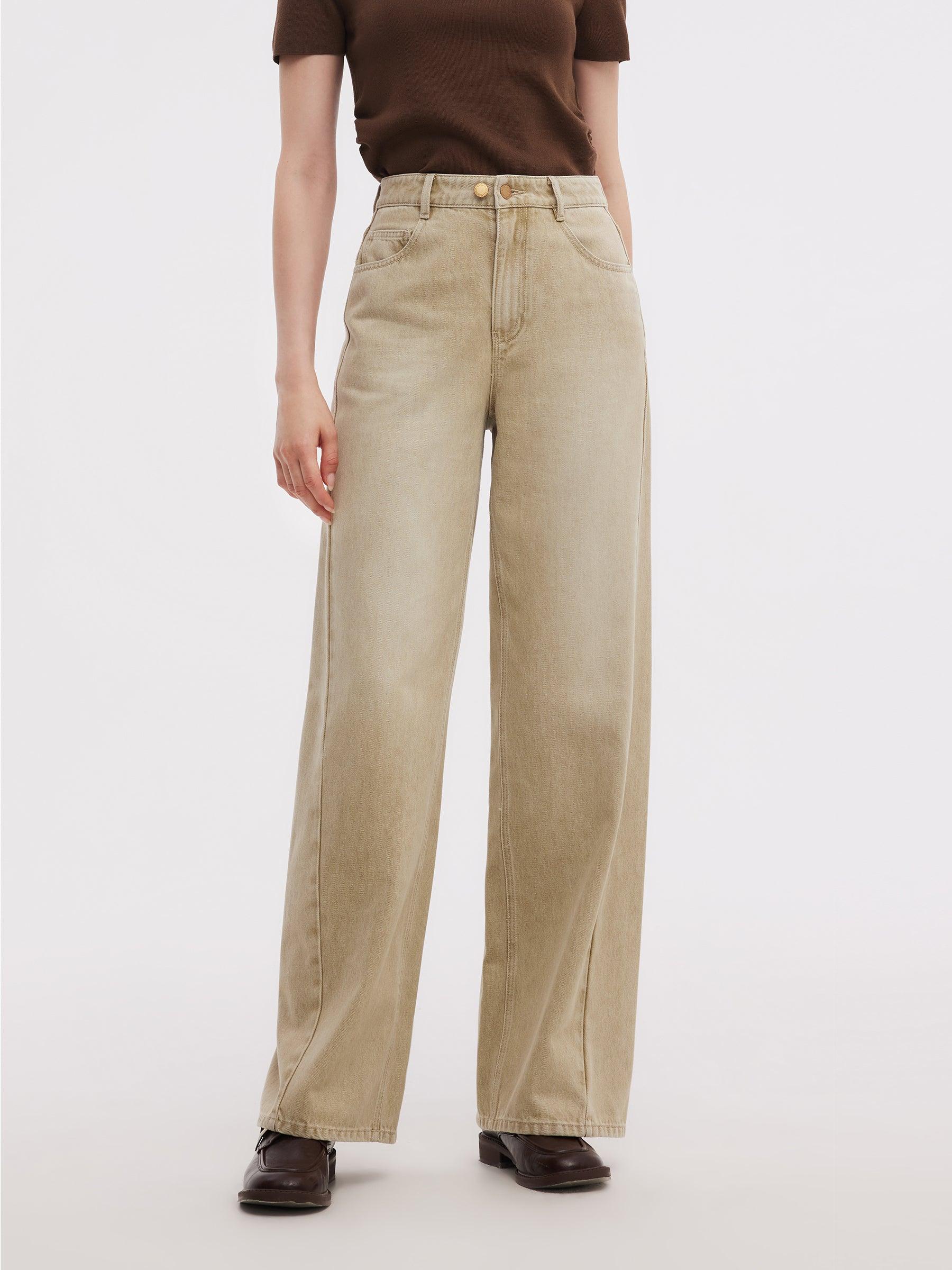 100% Cotton Denim Women Adjustable Waist Jeans Product Image