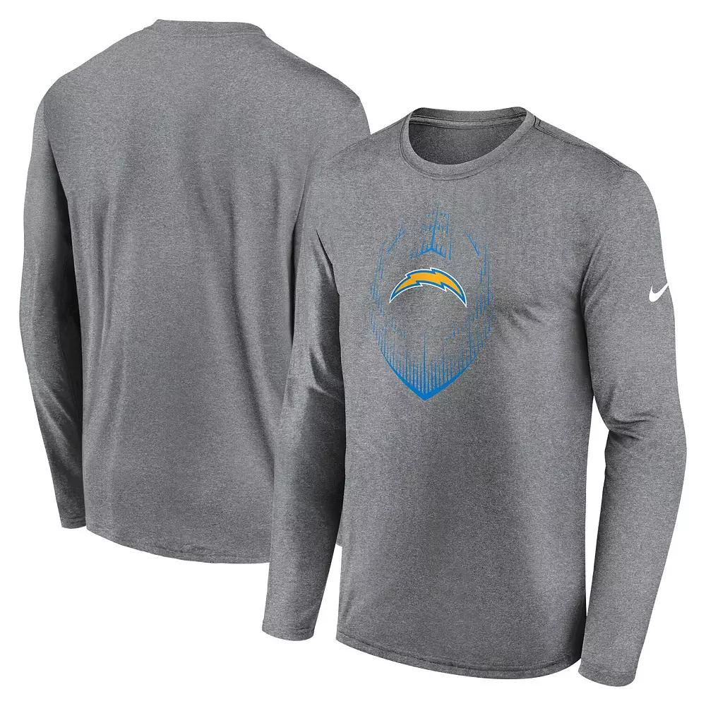 Men's Nike Heather Gray Los Angeles Chargers Legend Icon Long Sleeve T-Shirt,  Product Image