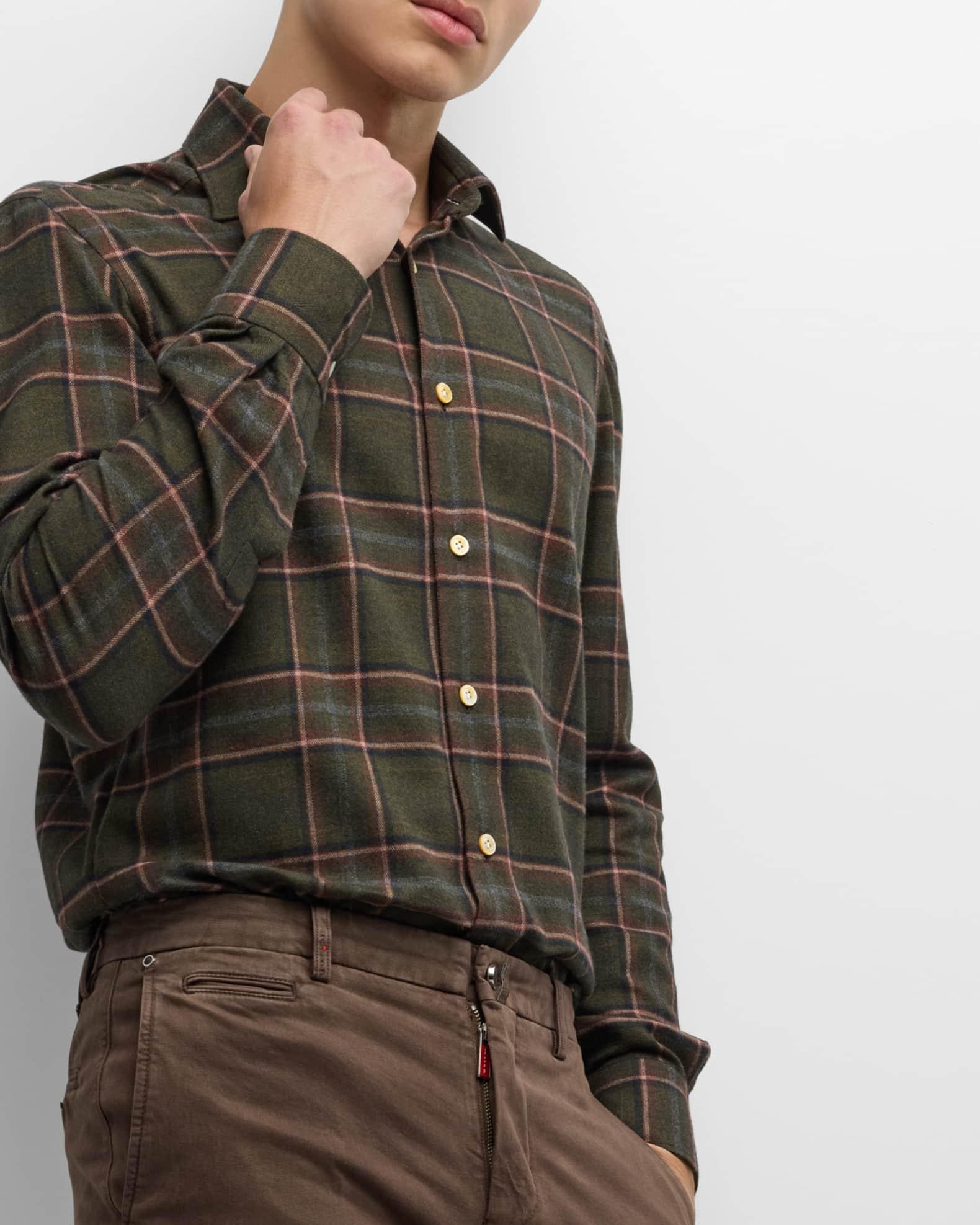 Men's Flannel Plaid Casual Button-Down Shirt Product Image