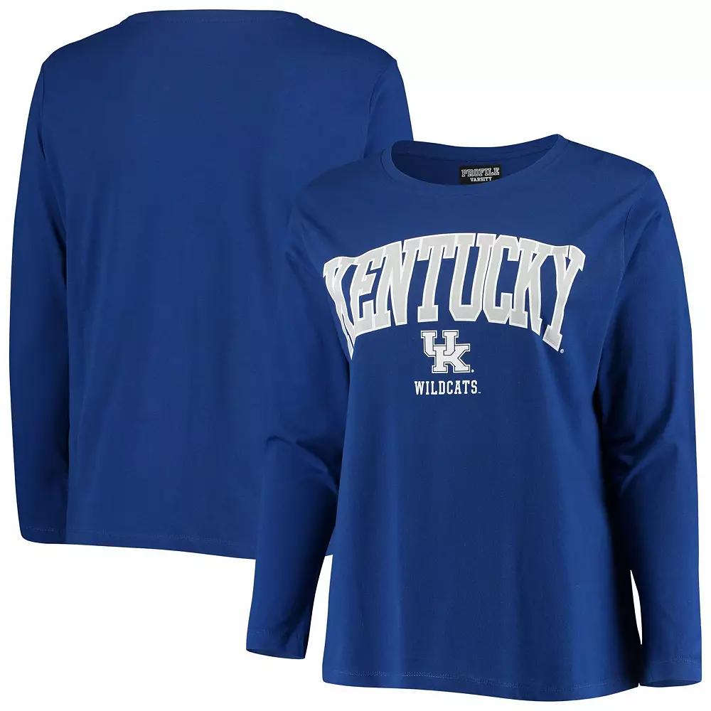 Women's Royal Kentucky Wildcats Plus Size Logo Long Sleeve T-Shirt, Size: 1XL, Blue Product Image