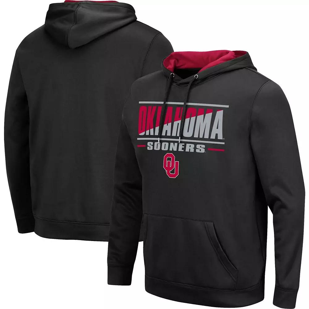 Men's Colosseum Black Oklahoma Sooners Slash Stack 2.0 Pullover Hoodie,  Product Image