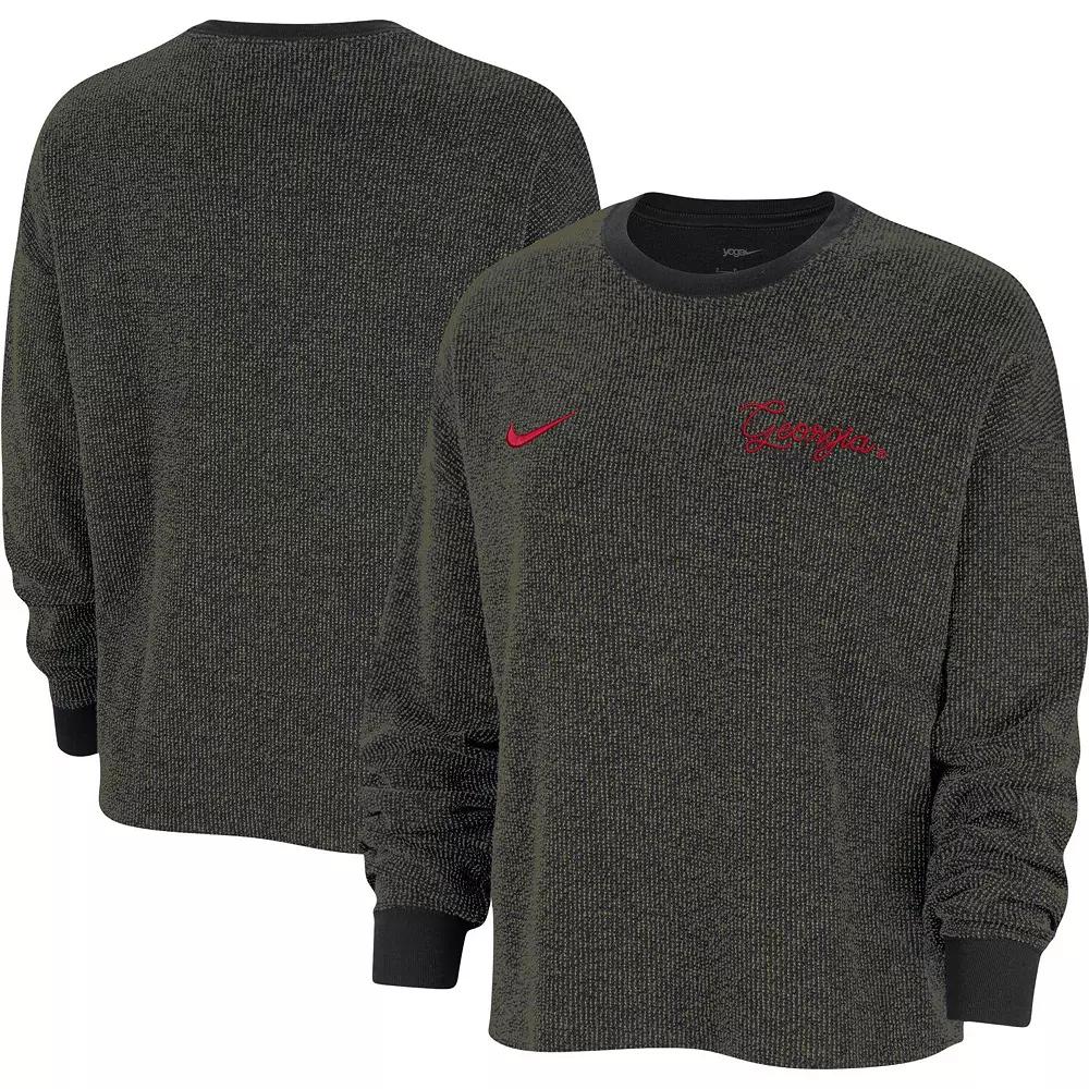 Women's Nike Black Georgia Bulldogs Yoga Script Pullover Sweatshirt,  Product Image