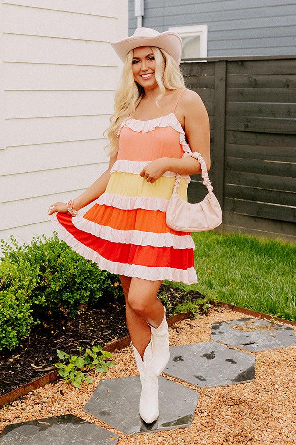 Smiling Ear To Ear Tiered Mini Dress In Peach Product Image