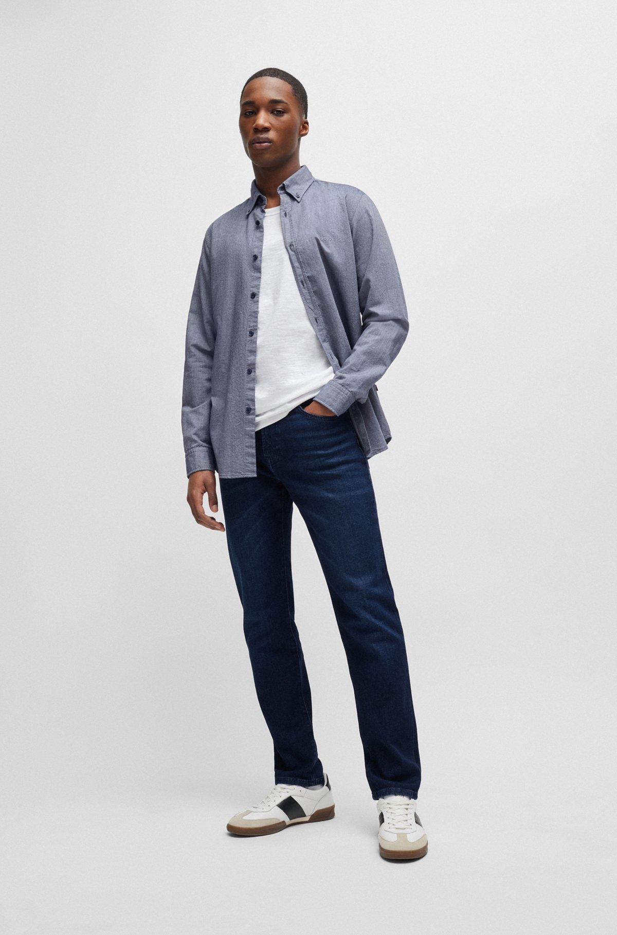 BOSS - Maine Regular-fit jeans in dark-blue comfort-stretch denim - Dark Blue Product Image