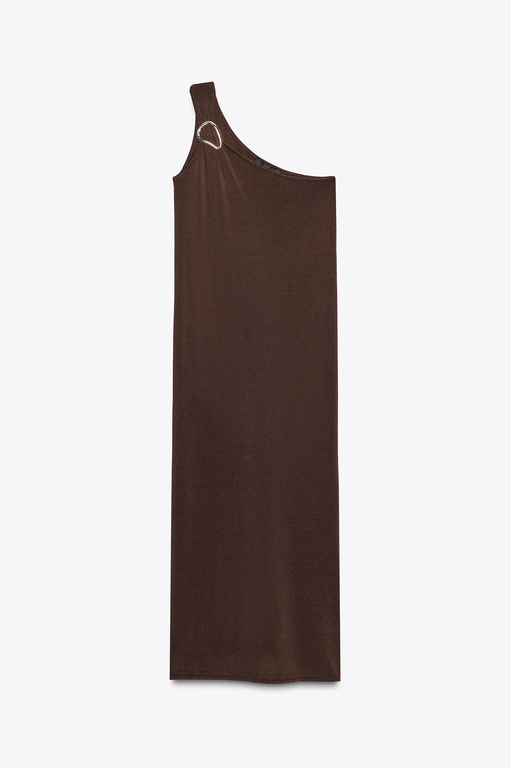 ASYMMETRIC KNIT MIDI DRESS WITH APPLIQUÉ Product Image