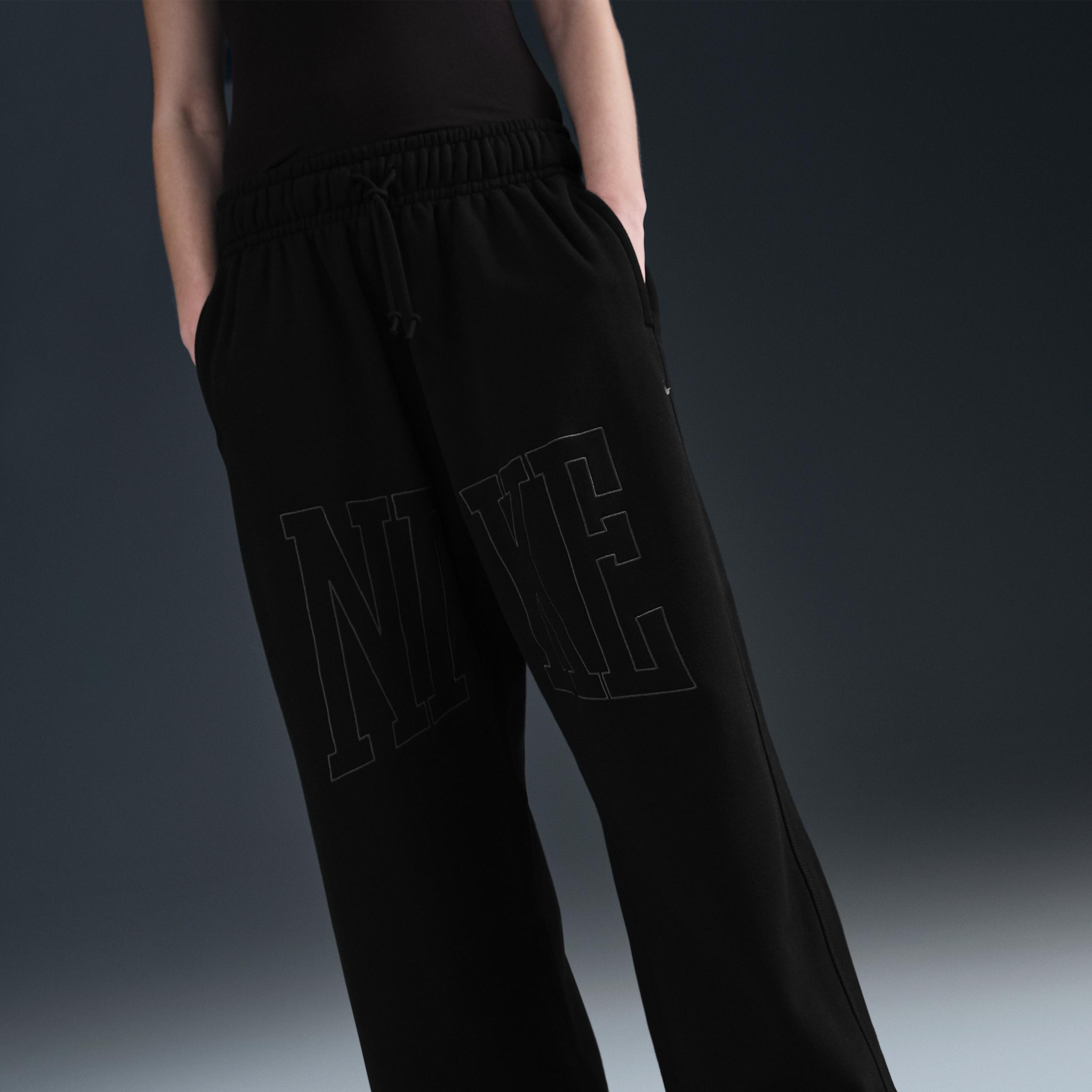 Womens Nike Sportswear Mid-Rise Oversized Open-Hem French Terry Pants | HQ5883-010 Product Image